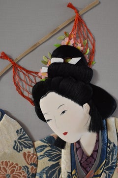 Japanese Contemporary Brocade Silk Handcrafted Framed Oshie Decorative Art