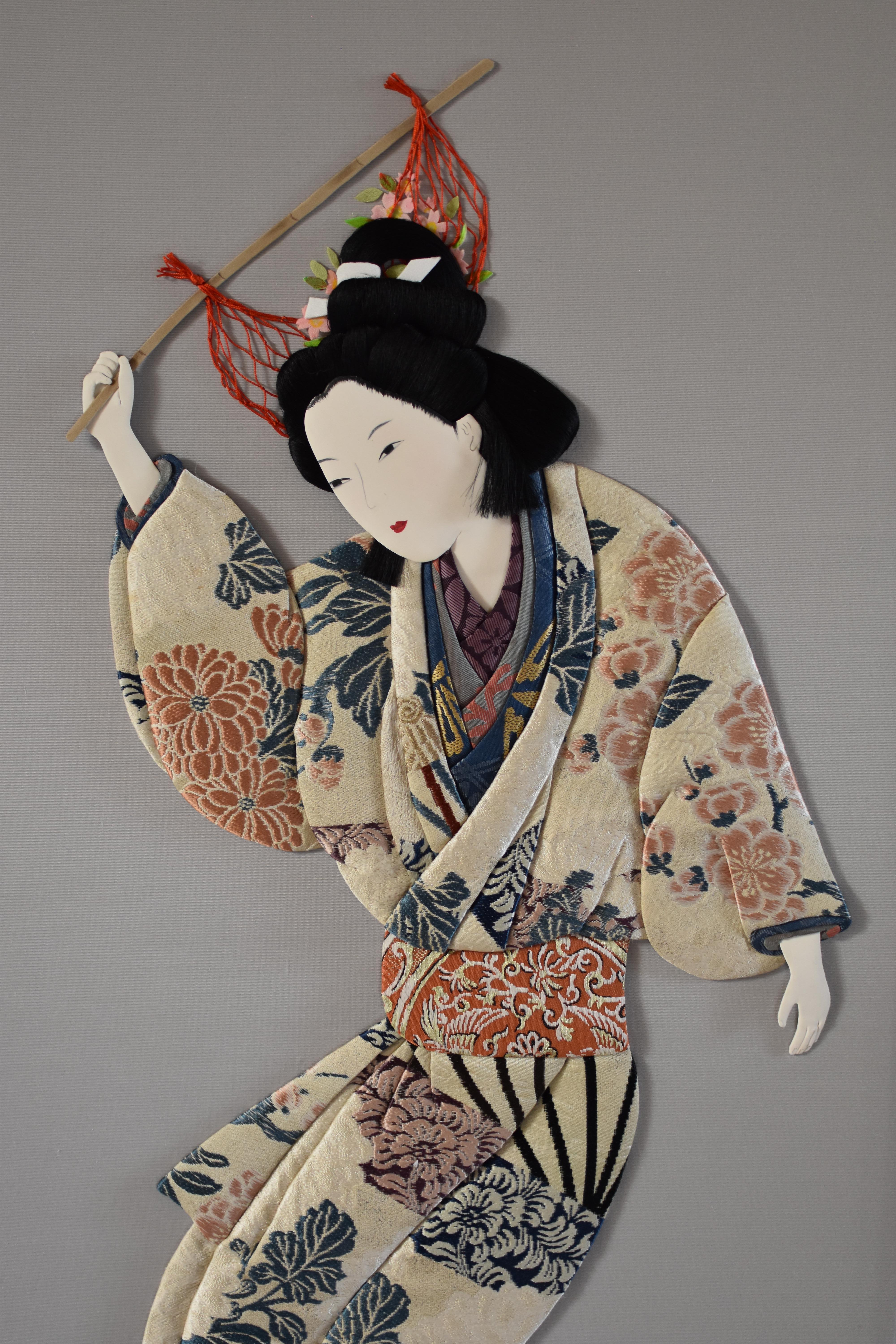 Japanese Contemporary Brocade Silk Handcrafted Framed Oshie Decorative Art In New Condition For Sale In Takarazuka, JP