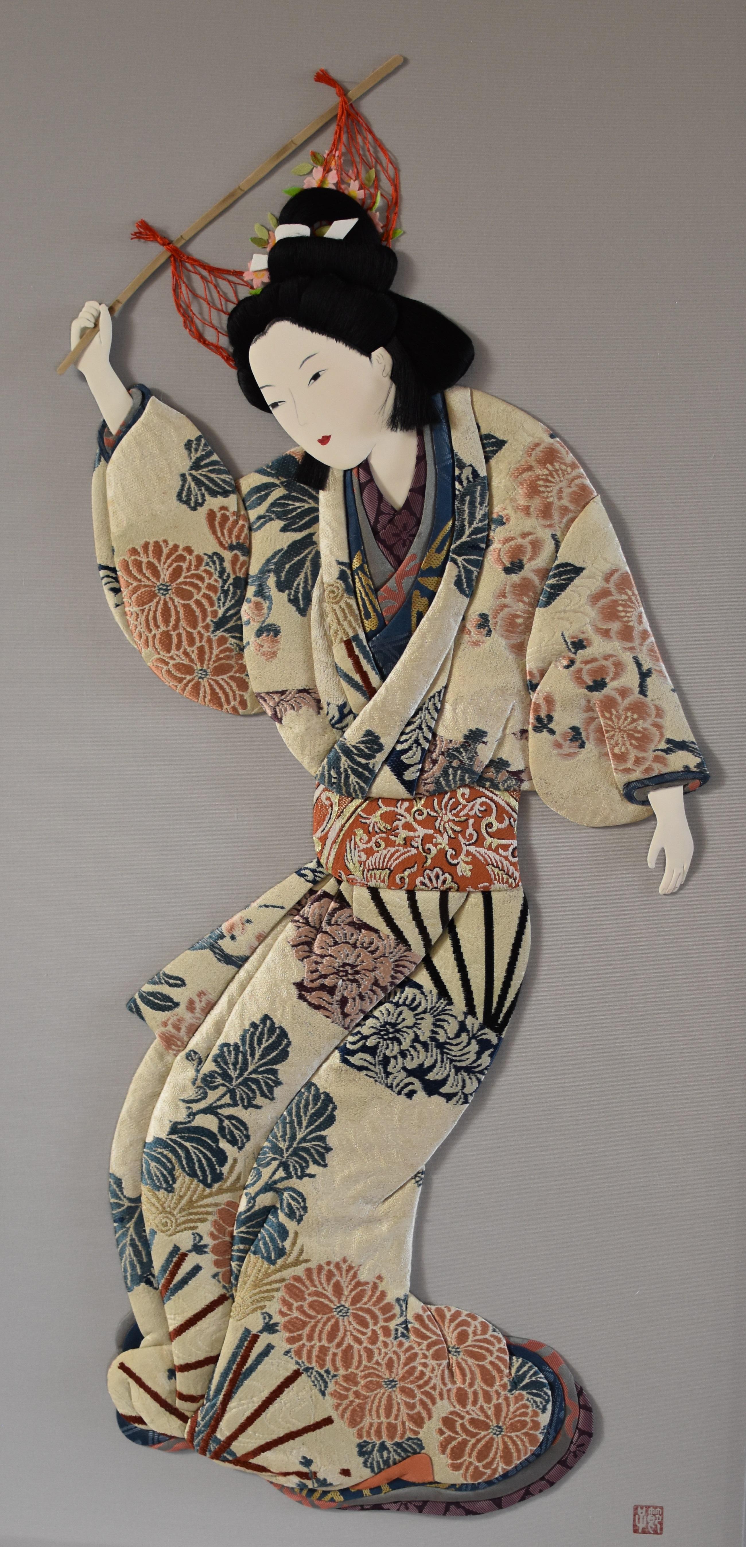 Japanese Contemporary Brocade Silk Handcrafted Framed Oshie Decorative Art In New Condition For Sale In Takarazuka, JP
