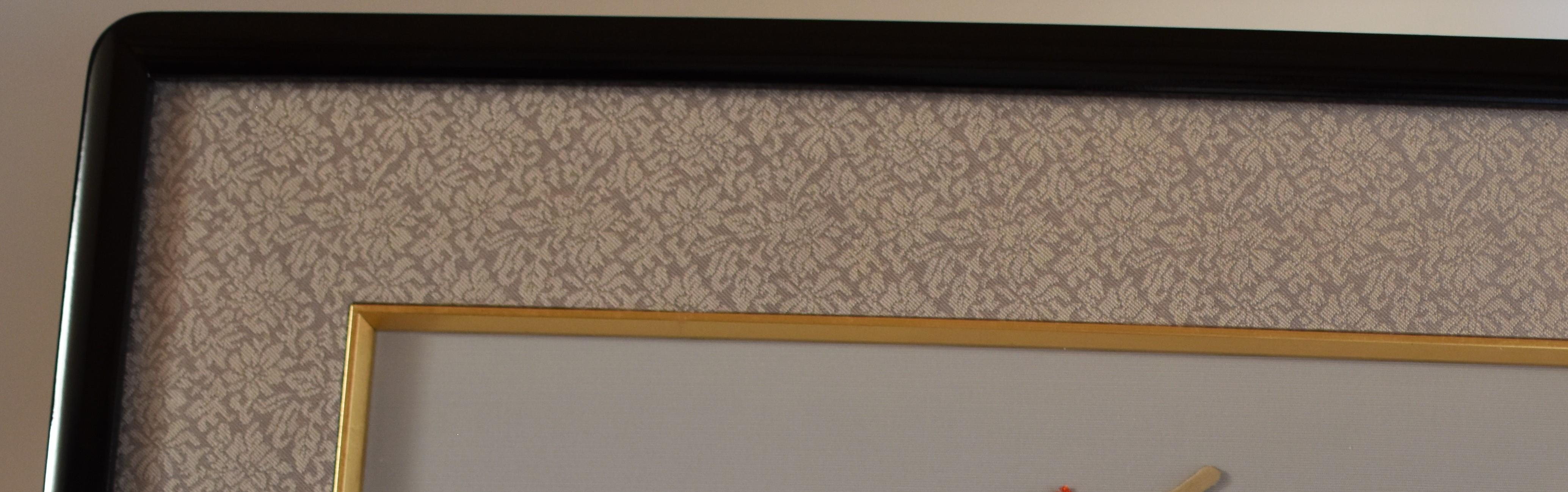 Japanese Contemporary Brocade Silk Handcrafted Framed Oshie Decorative Art For Sale 3