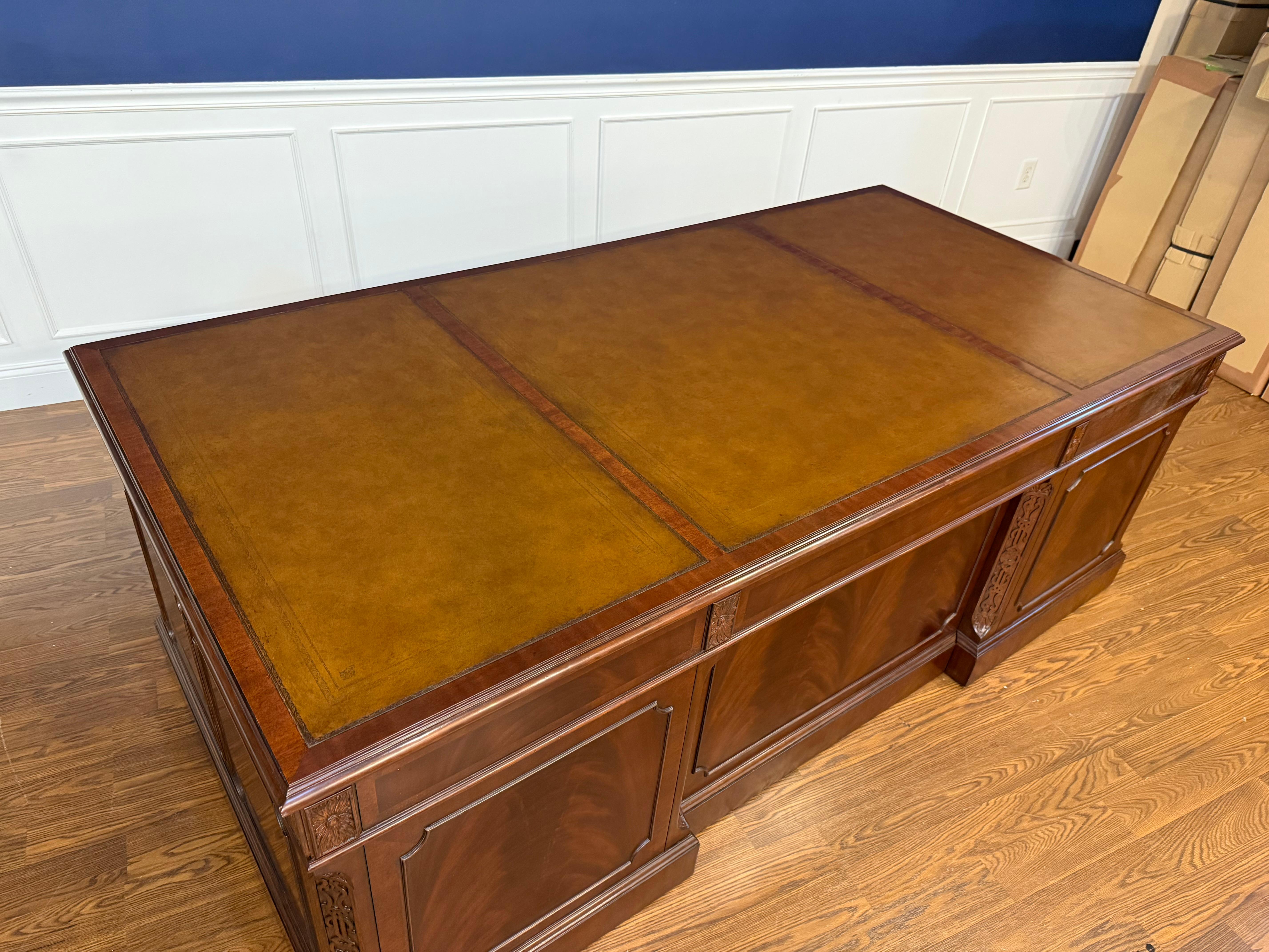 Large Traditional Mahogany 84 Inch Executive Desk by Leighton Hall 4