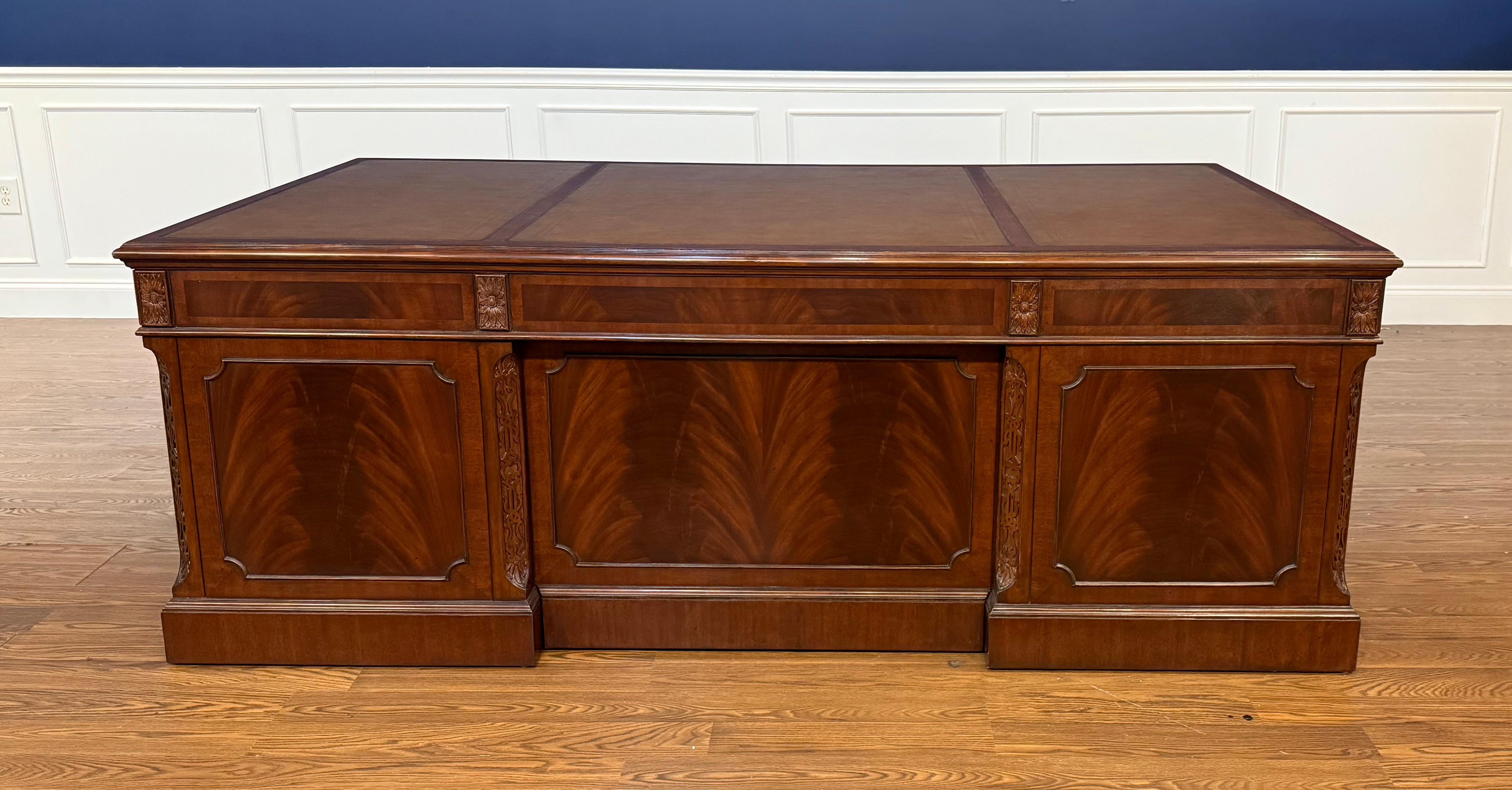 Large Traditional Mahogany 84 Inch Executive Desk by Leighton Hall 1