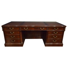 Antique Large Traditional Mahogany 84 Inch Executive Desk by Leighton Hall