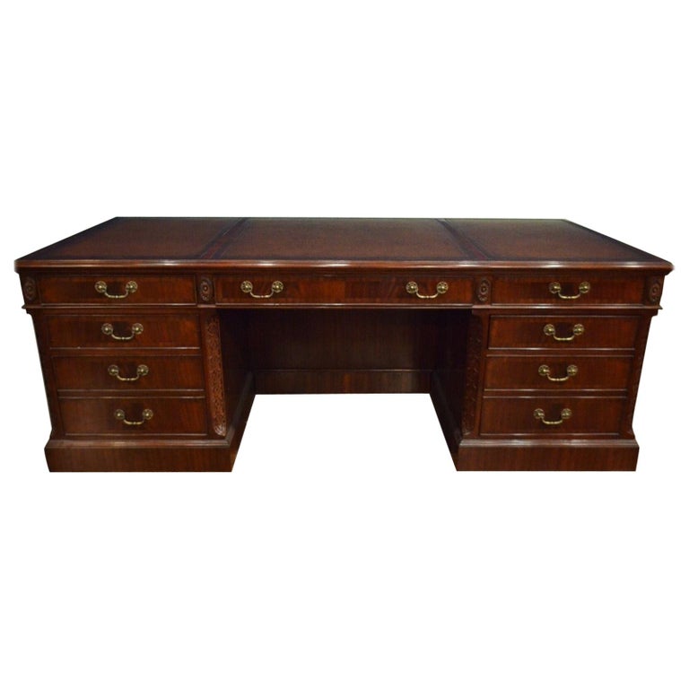 Large Traditional Mahogany Executive Desk by Leighton Hall For Sale at  1stDibs | traditional desk, large executive desk, mahogany desk