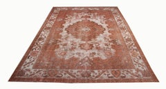 Großer traditioneller handgefertigter Vintage-Teppich aus Wolle mit Medaillonmuster