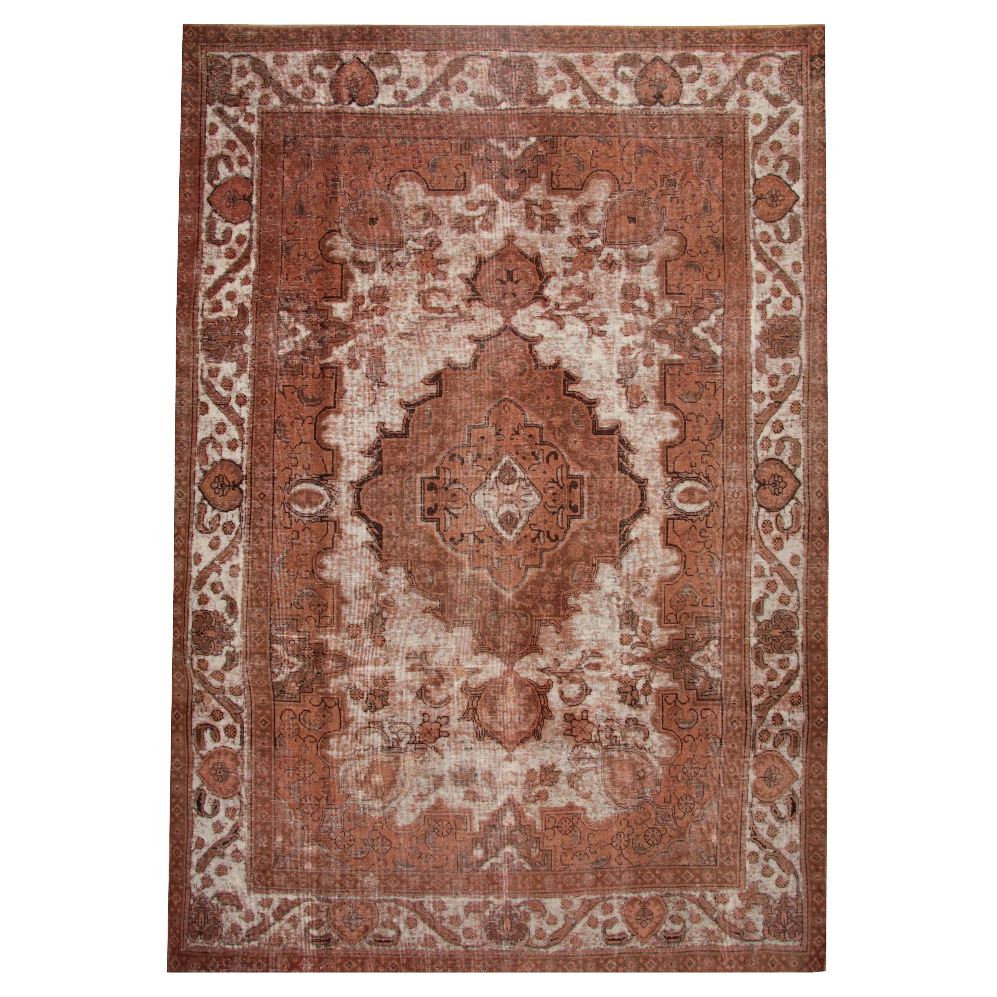 Großer traditioneller handgefertigter Vintage-Teppich aus Wolle mit Medaillonmuster