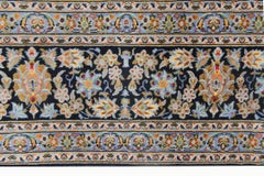 Large Traditional Rug Oriental Black Blue Wool Hand Made Medallion Rug
