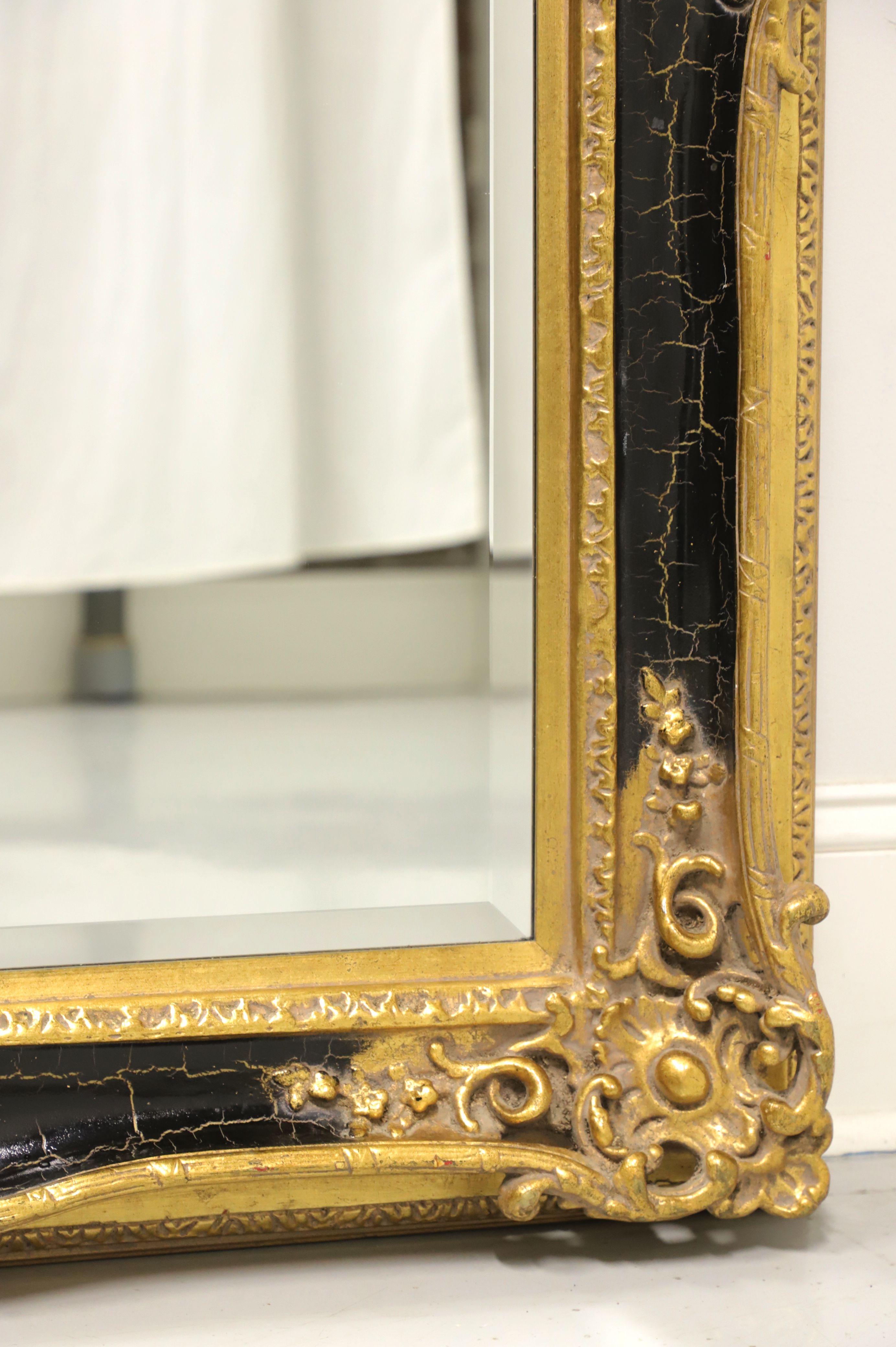 Other Large Traditional Style Gold & Black Crackle Beveled Wall Mirror For Sale