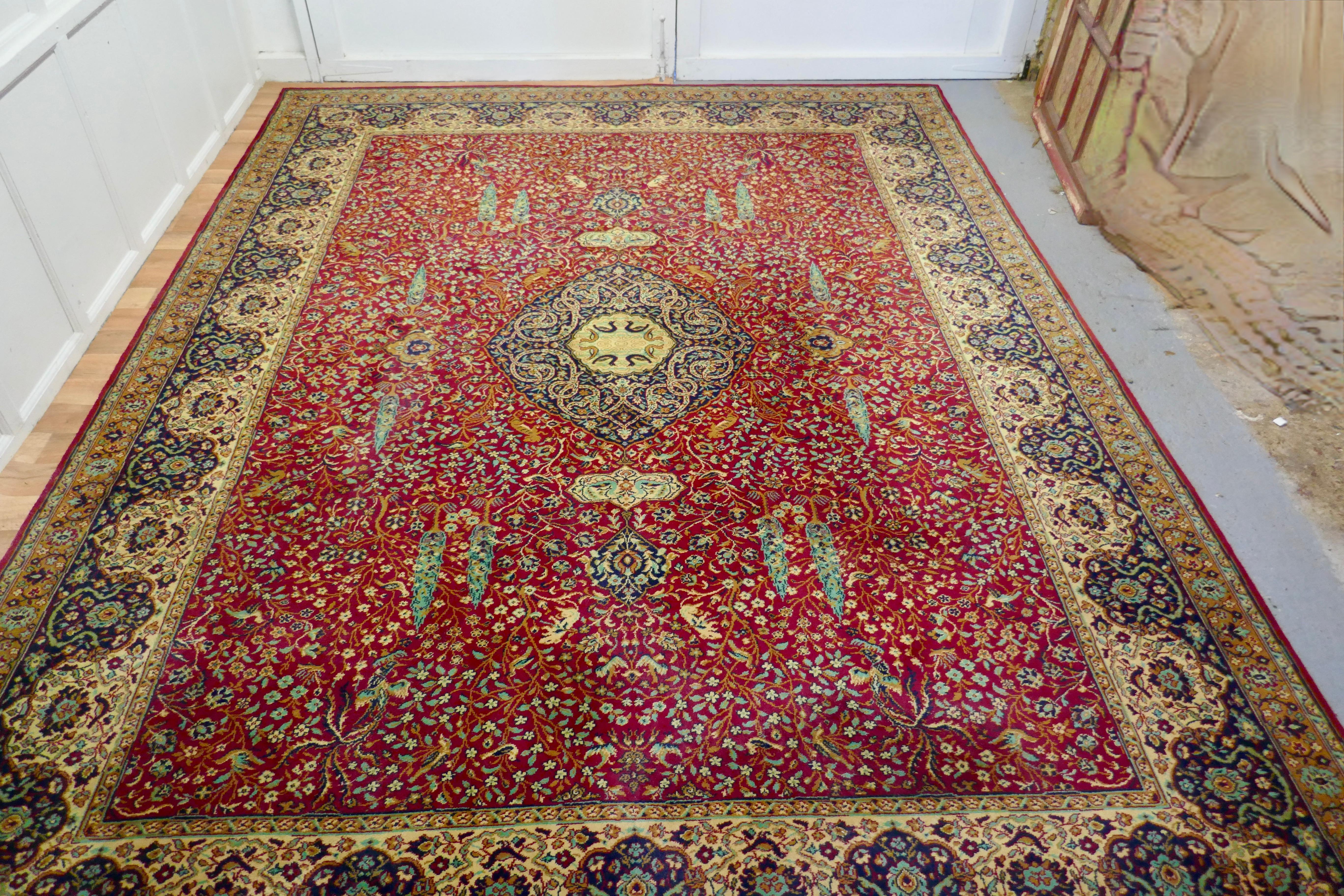 Large Traditional Tree of Life Red Wool Wilton Carpet 5