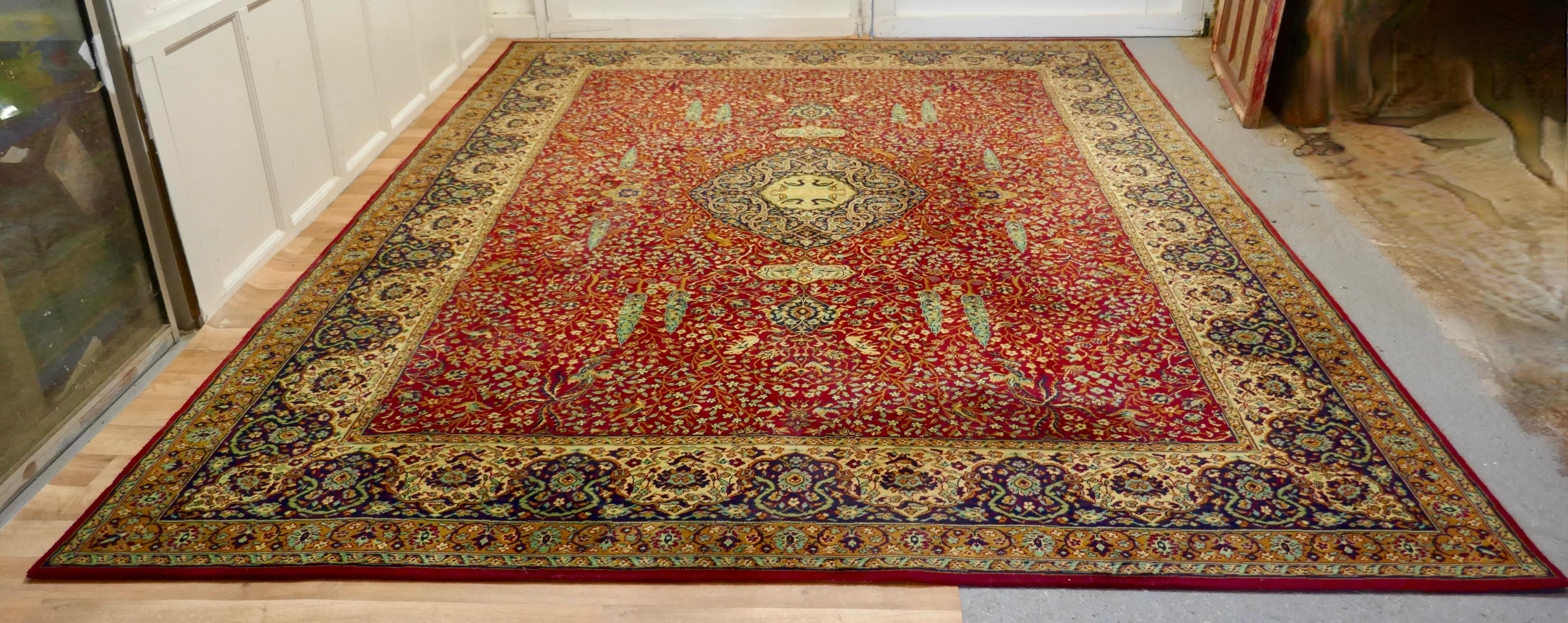 Large Traditional Tree of Life Red Wool Wilton Carpet 4