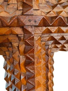 Large Tramp Art Chip Carved Mirror, circa 1900