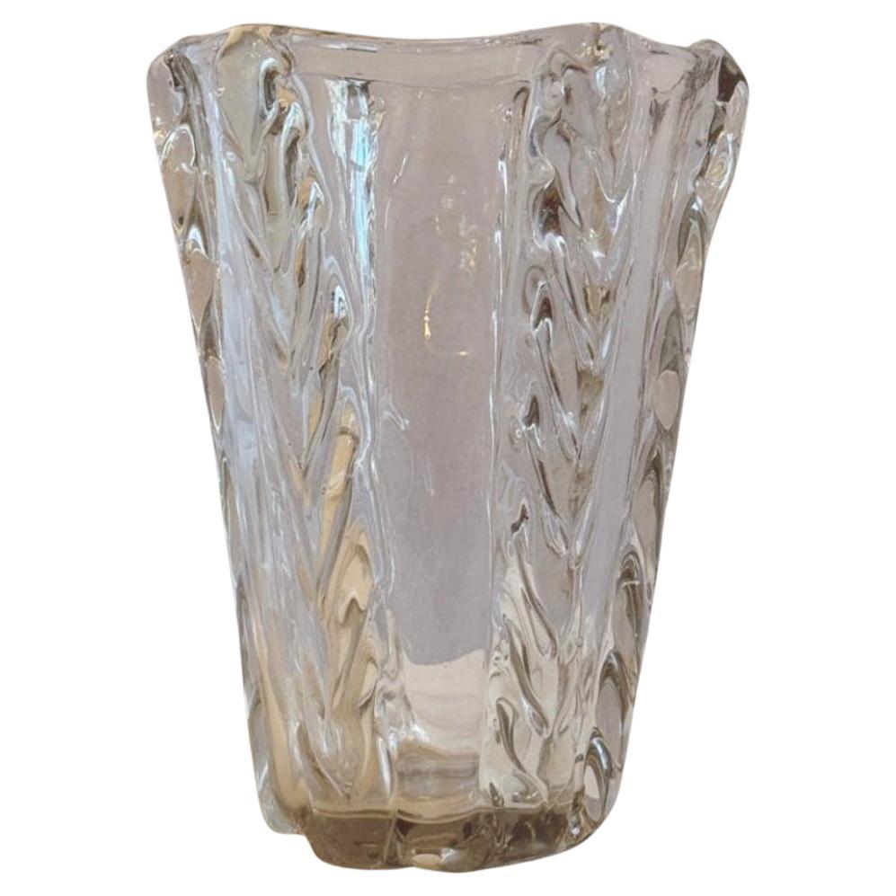 Hand-Blown Murano Glass Vase, Plaited Design, Italy, 1950s For Sale