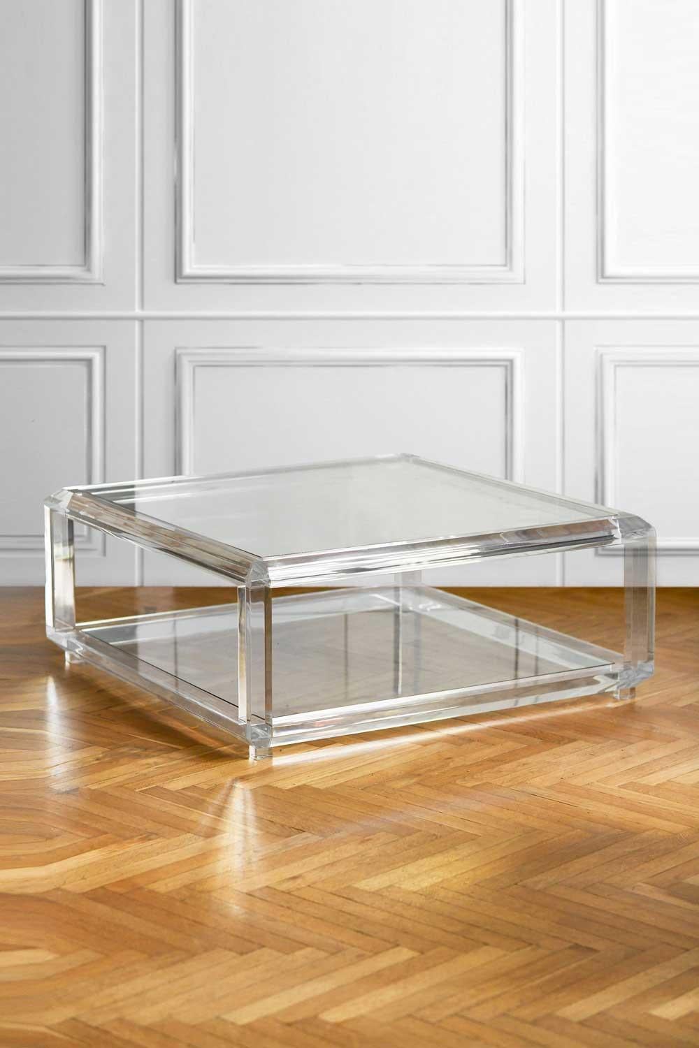 Glass Large transparent coffee table, Italy 1970 For Sale