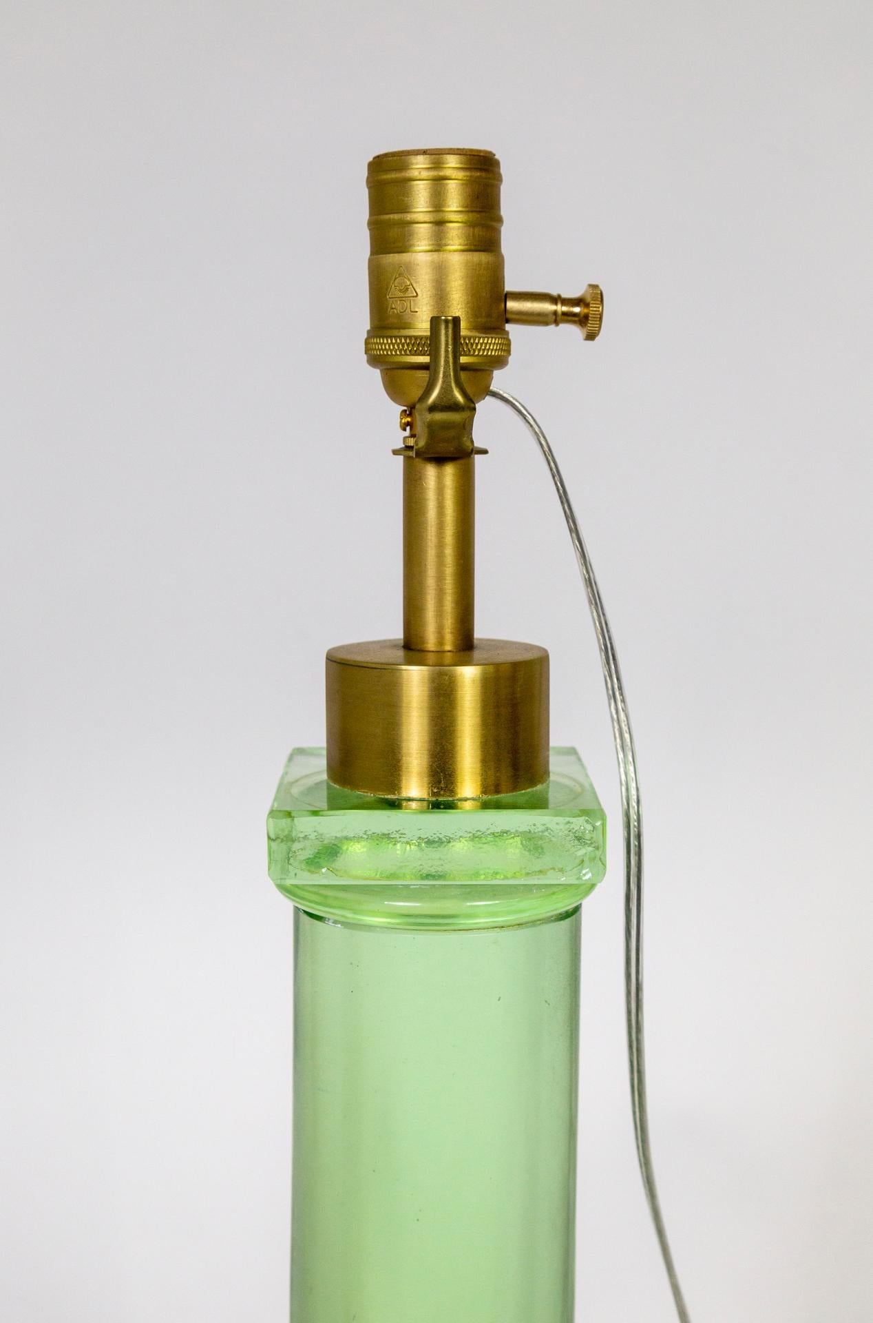 Large Transparent Green Glass Pillar Lamp 3