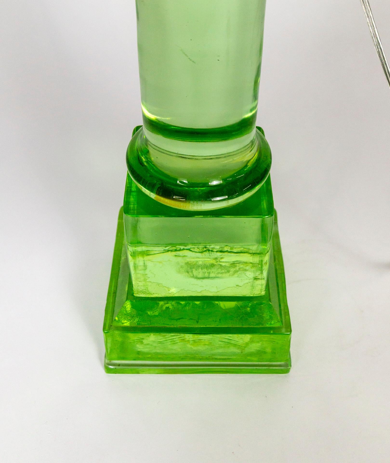 Large Transparent Green Glass Pillar Lamp 4