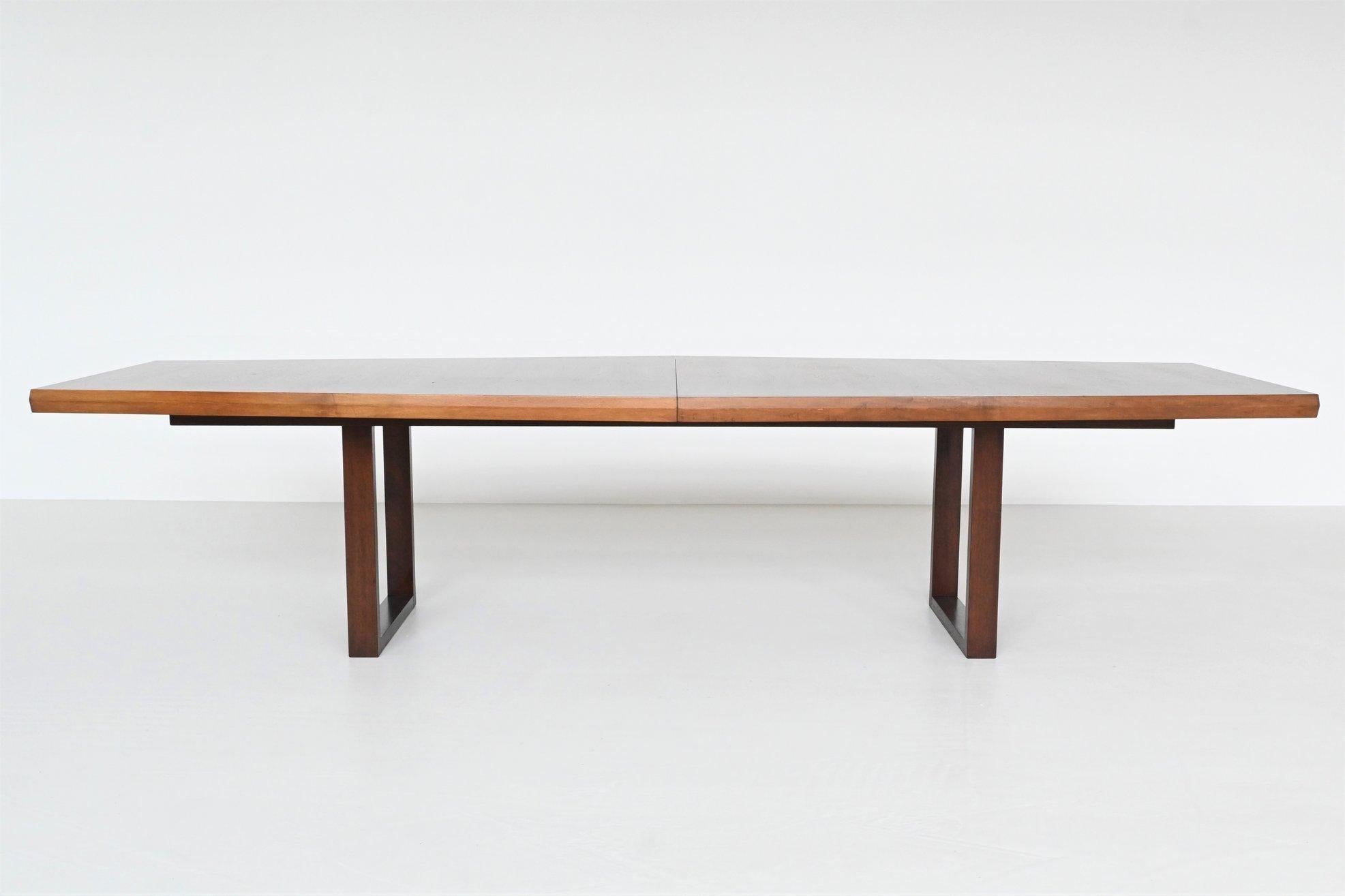 Mid-Century Modern Large Trapezium Conference Table Walnut Wood The Netherlands 1970
