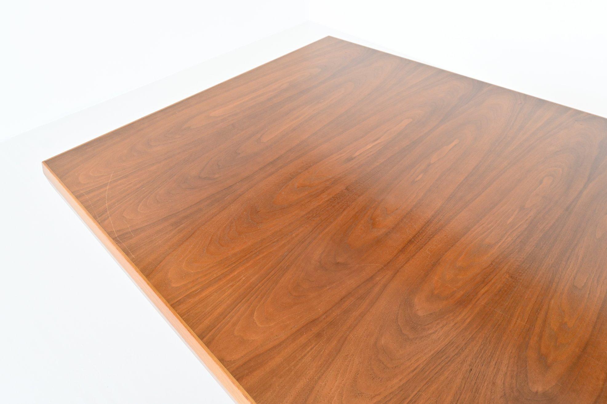 Late 20th Century Large Trapezium Conference Table Walnut Wood The Netherlands 1970