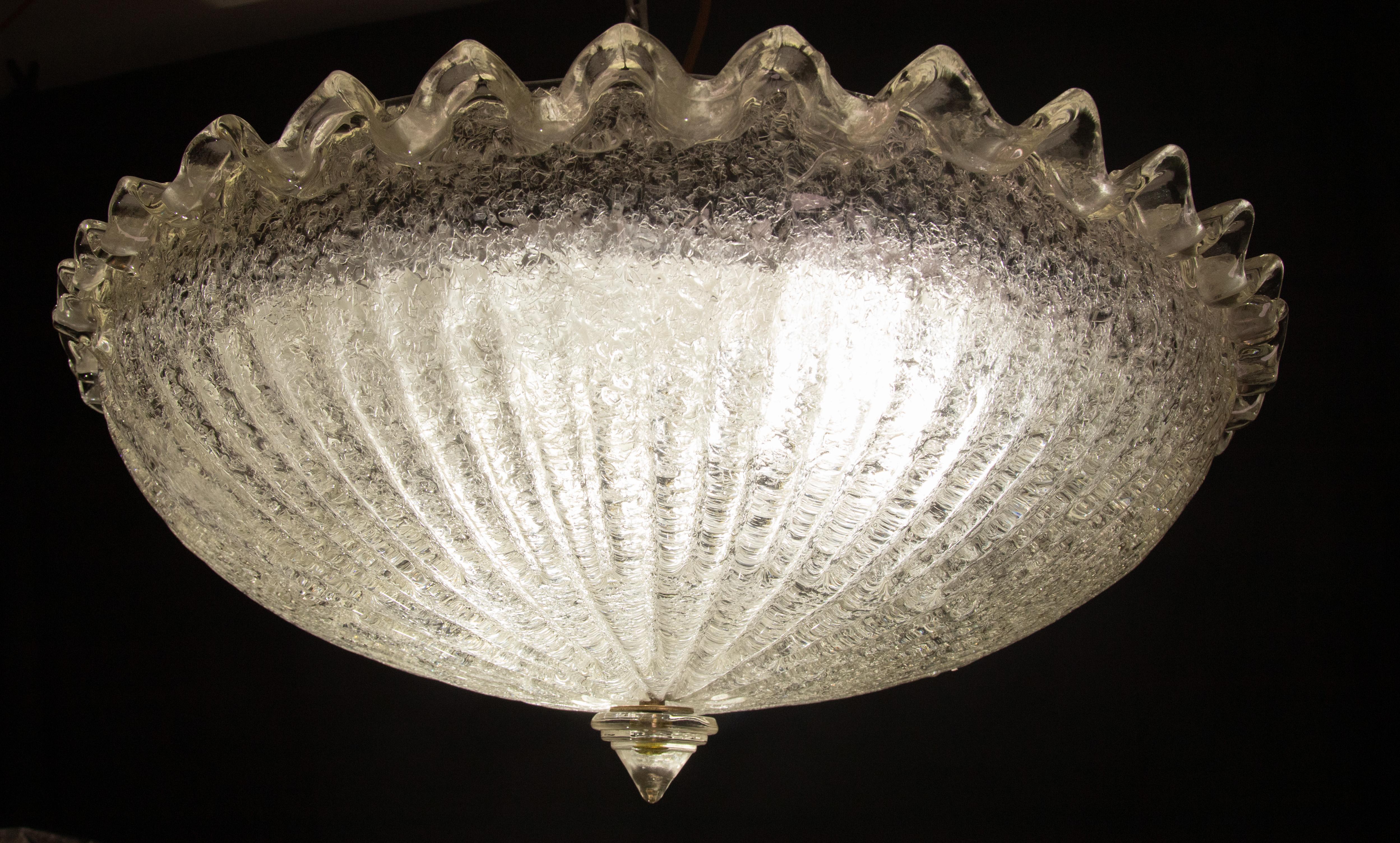 Large Trasparent Murano Glass Ceiling light , 1960 In Good Condition For Sale In Roma, IT
