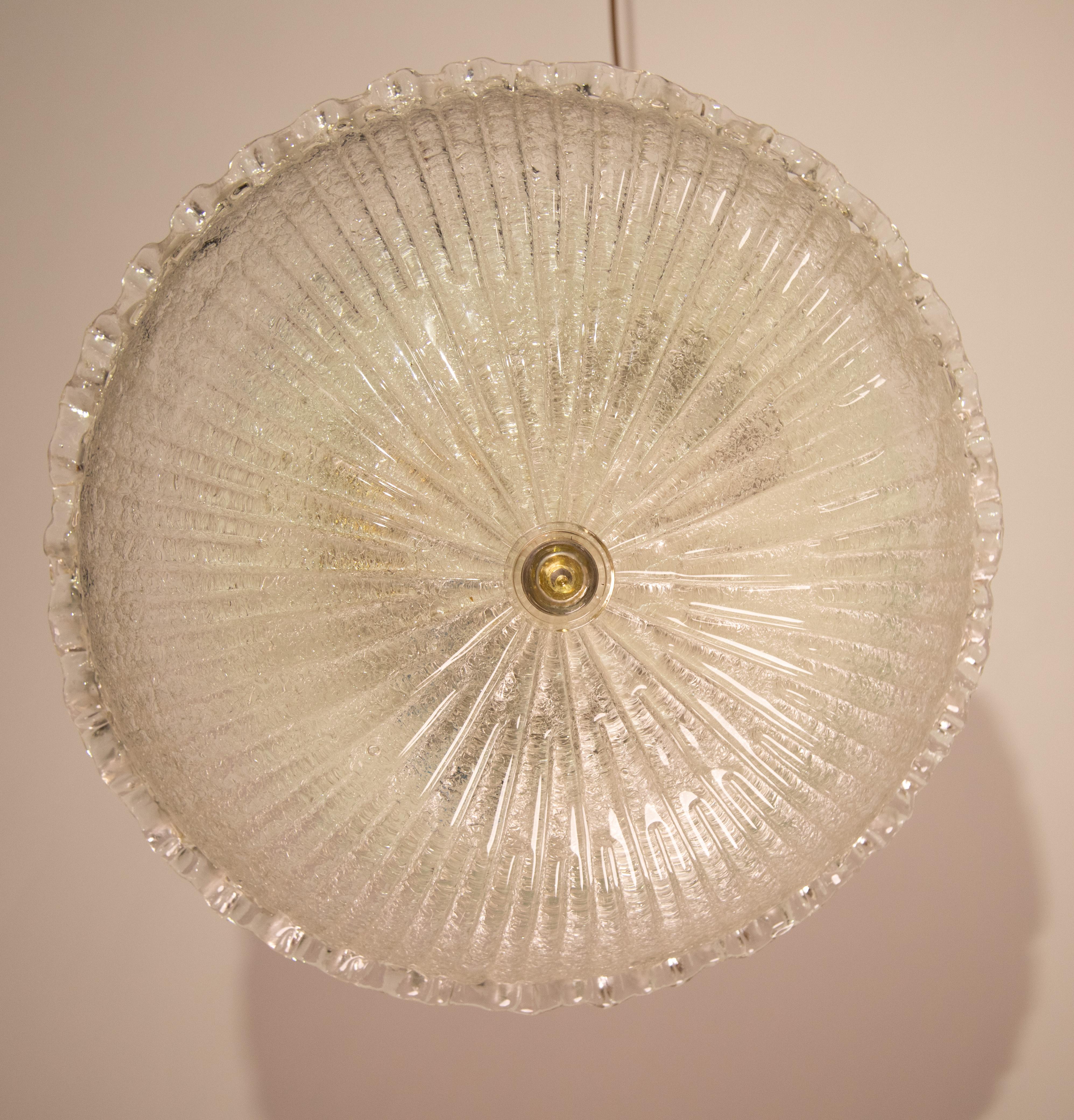 Large Trasparent Murano Glass Ceiling light , 1960 For Sale 3
