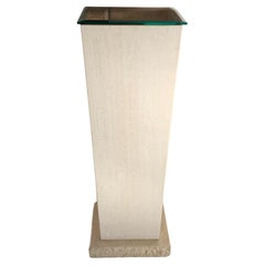 Large Travertine and Glass Obelisk Pedestal, c. Early 1990s