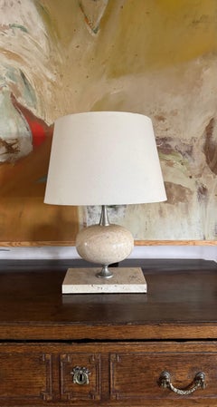 Large Travertine Barbier Table lamp. Paris c.1970’s