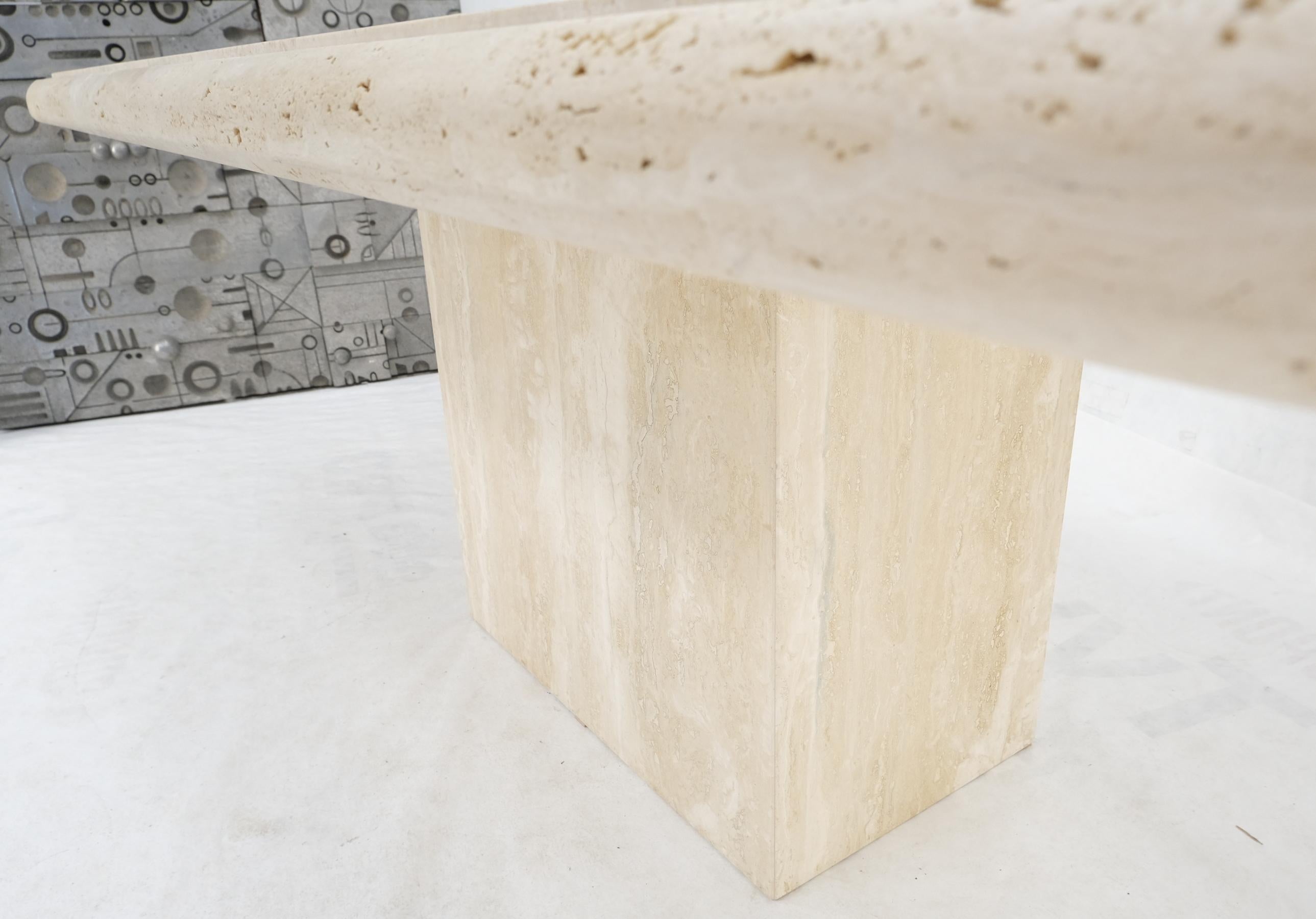 Large Travertine Beveled Edge Single Pedestal Rectangle Dining Conference Table 1