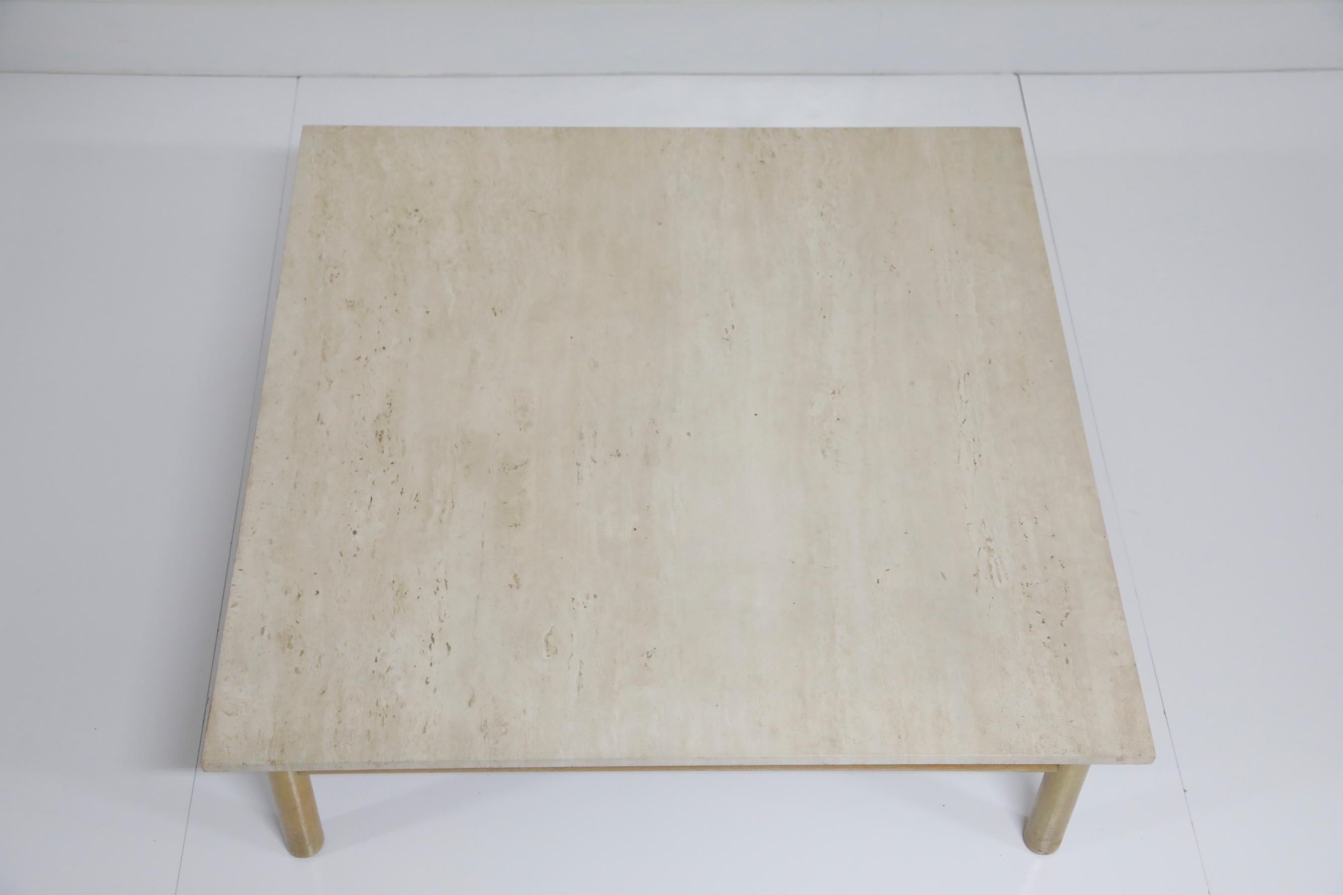 American Large Travertine Cocktail Table by T.H. Robsjohn Gibbings for Widdicomb, Signed
