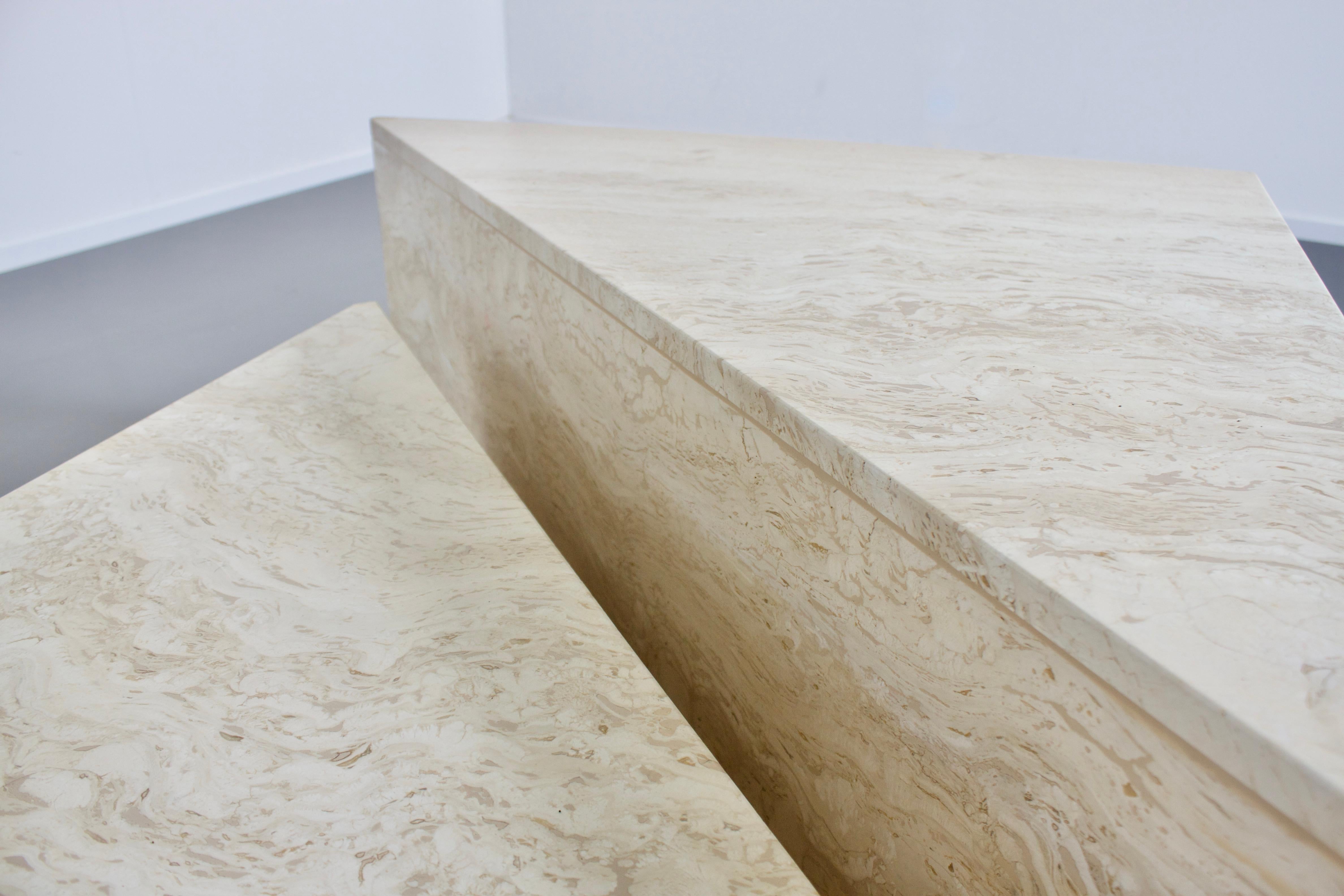 20th Century Large Travertine Coffee Table by Up&Up, Italy, 1970s