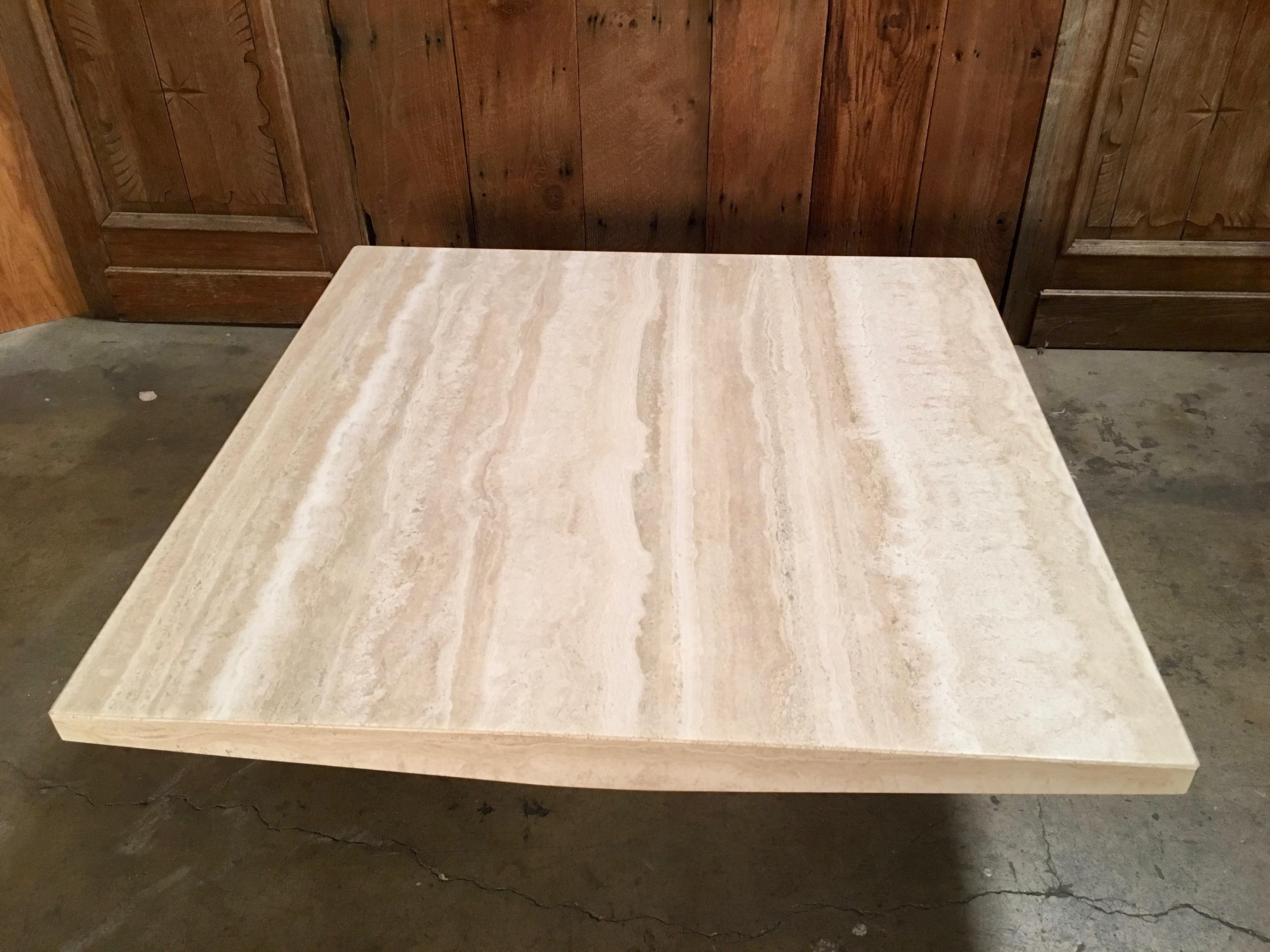 Large Travertine Coffee Table In Good Condition In Denton, TX