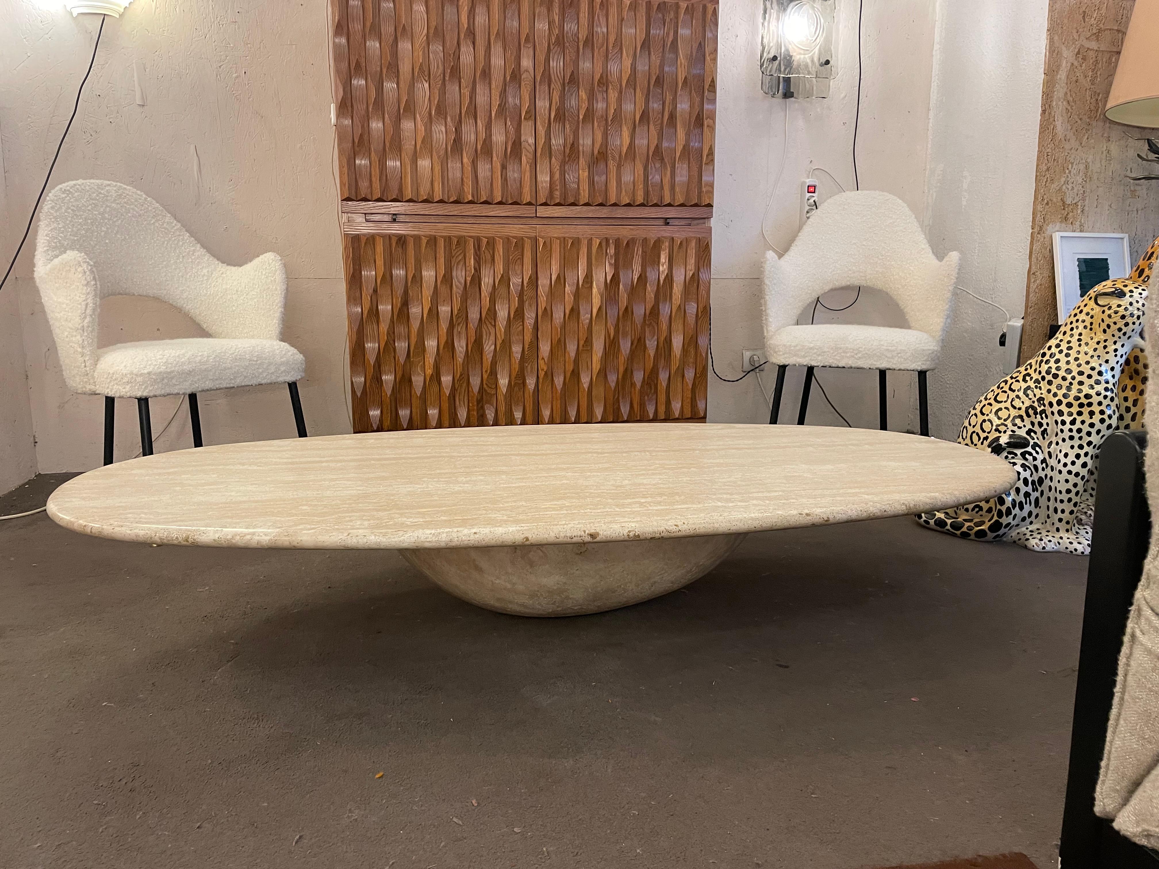 Mid-Century Modern Large Travertine Coffee Table, Italy, 1970s
