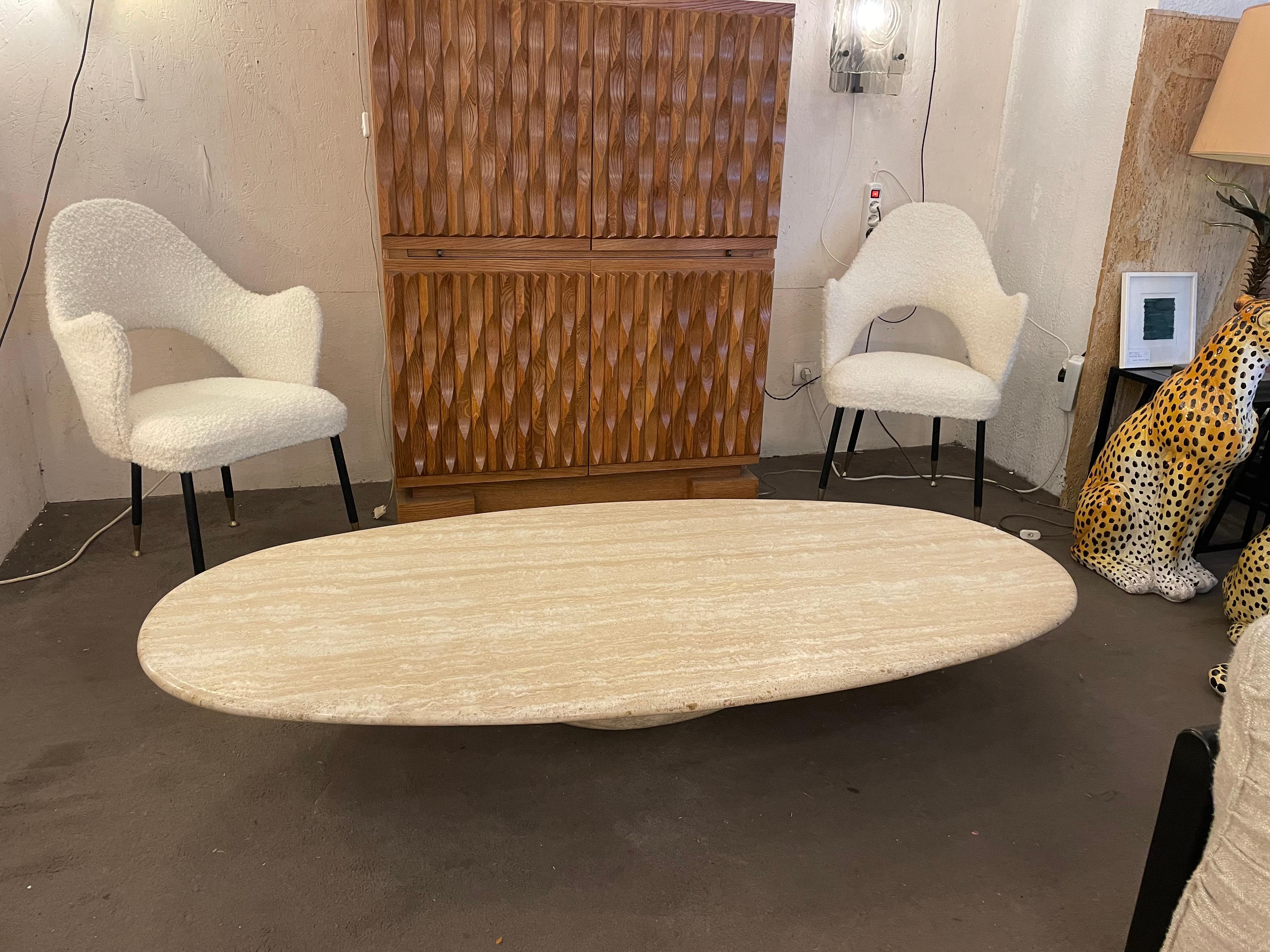 Italian Large Travertine Coffee Table, Italy, 1970s