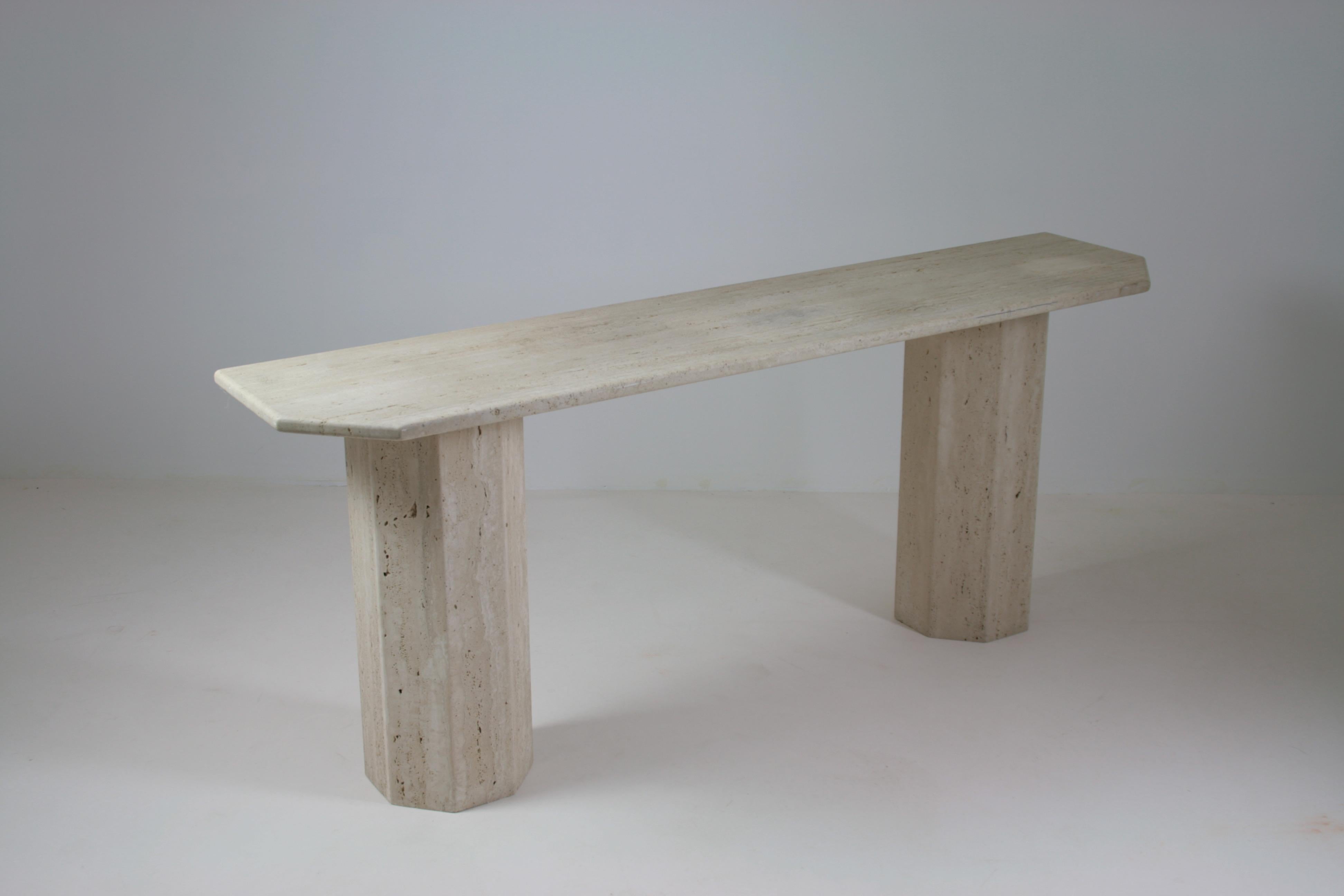 Large travertine console, Italy 4