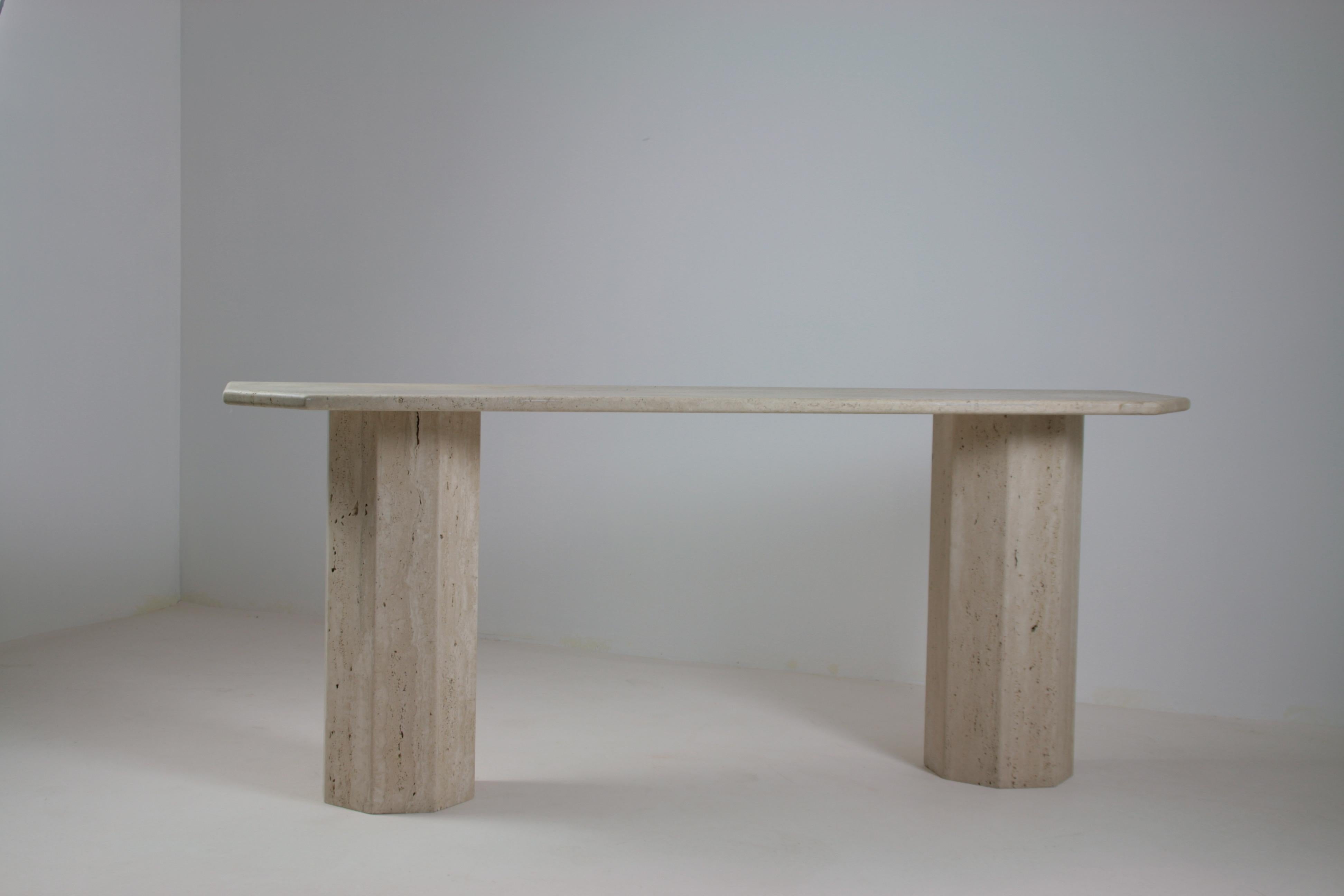 20th Century Large travertine console, Italy