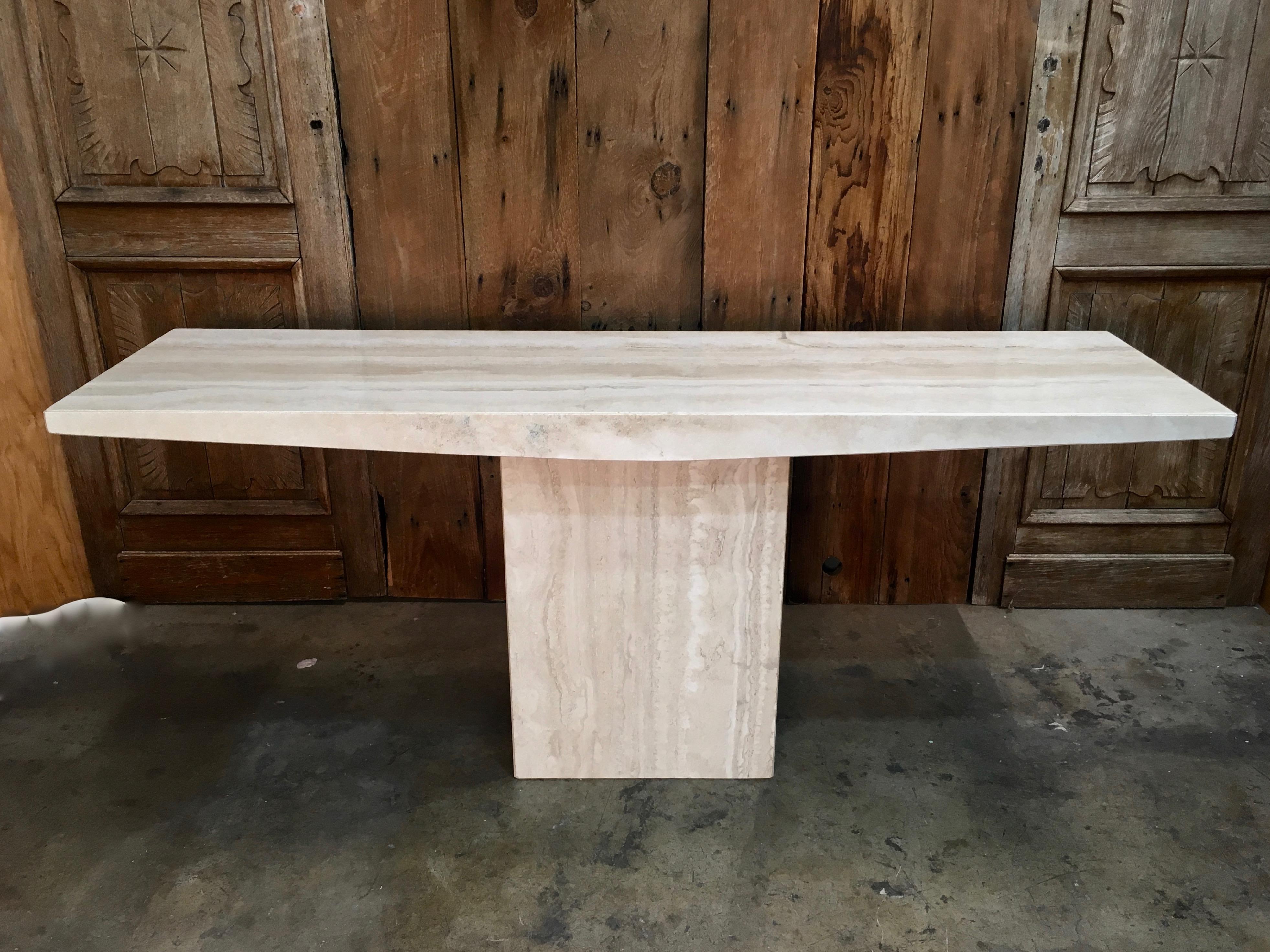 Large Travertine Console Table 6