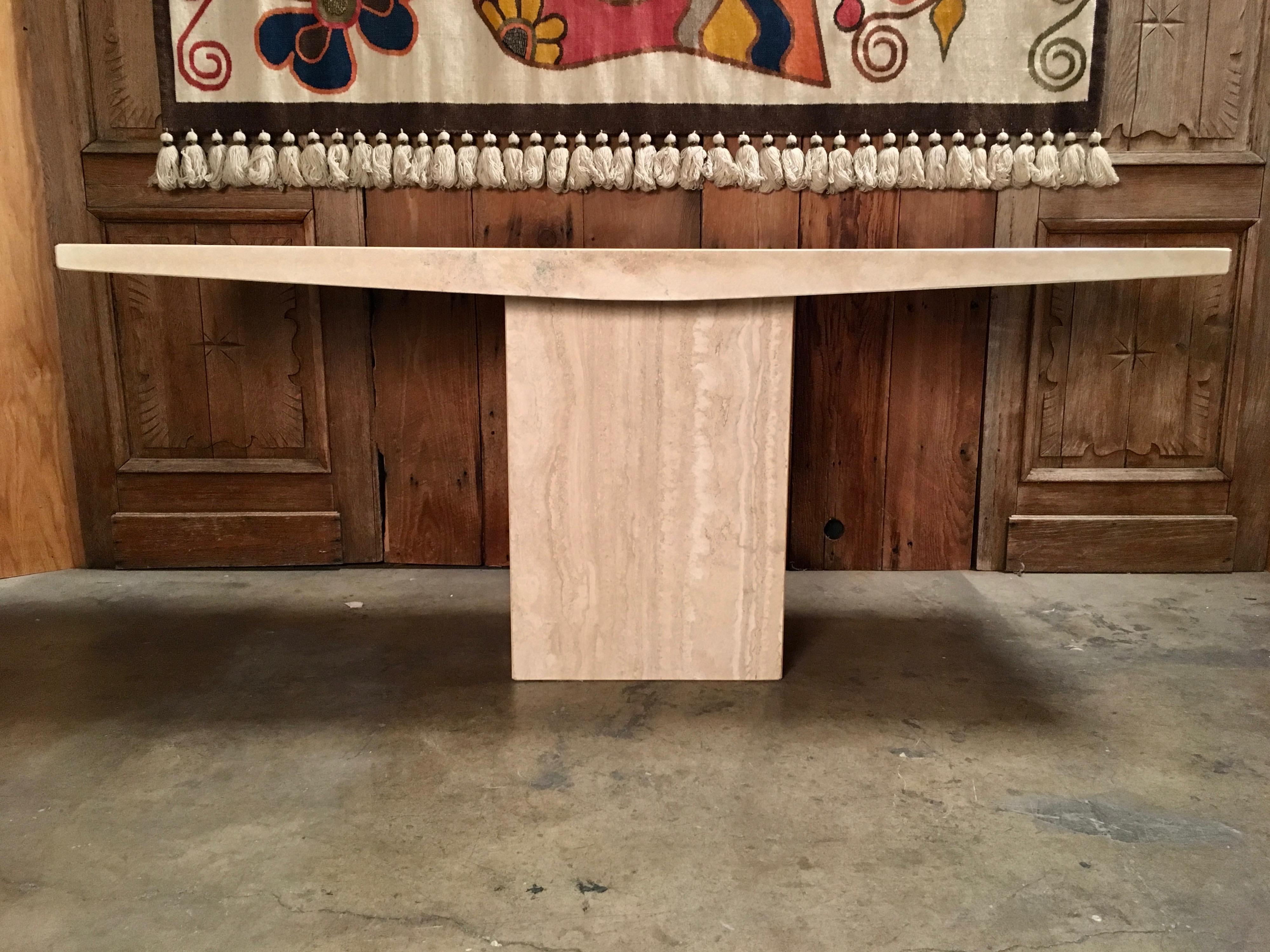 Modern Large Travertine Console Table