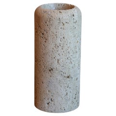 Vintage Large Travertine Cylinder Vassel by Raymor