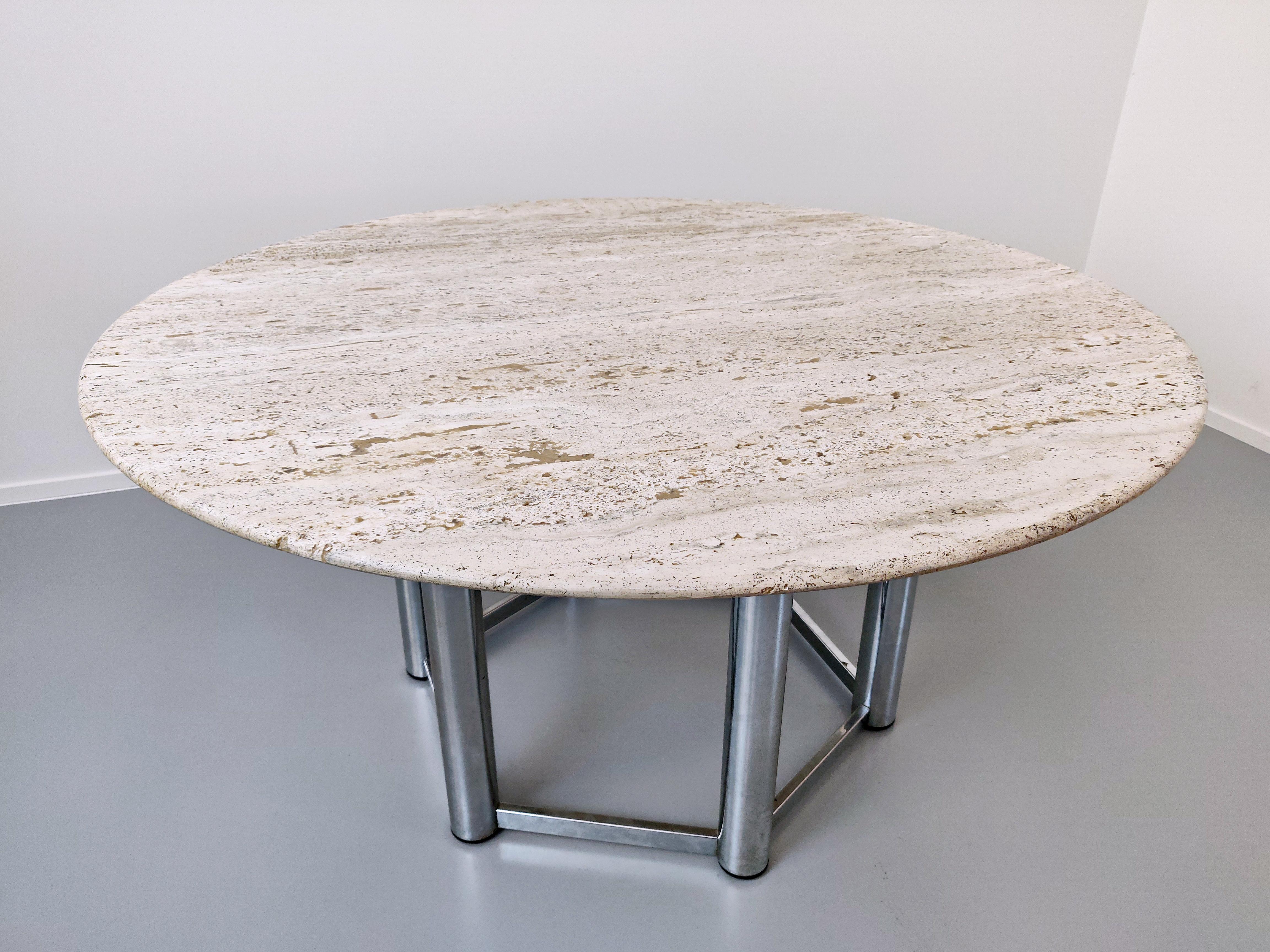 20th Century Large Mid-Century Modern  Travertine Dining Table For Sale