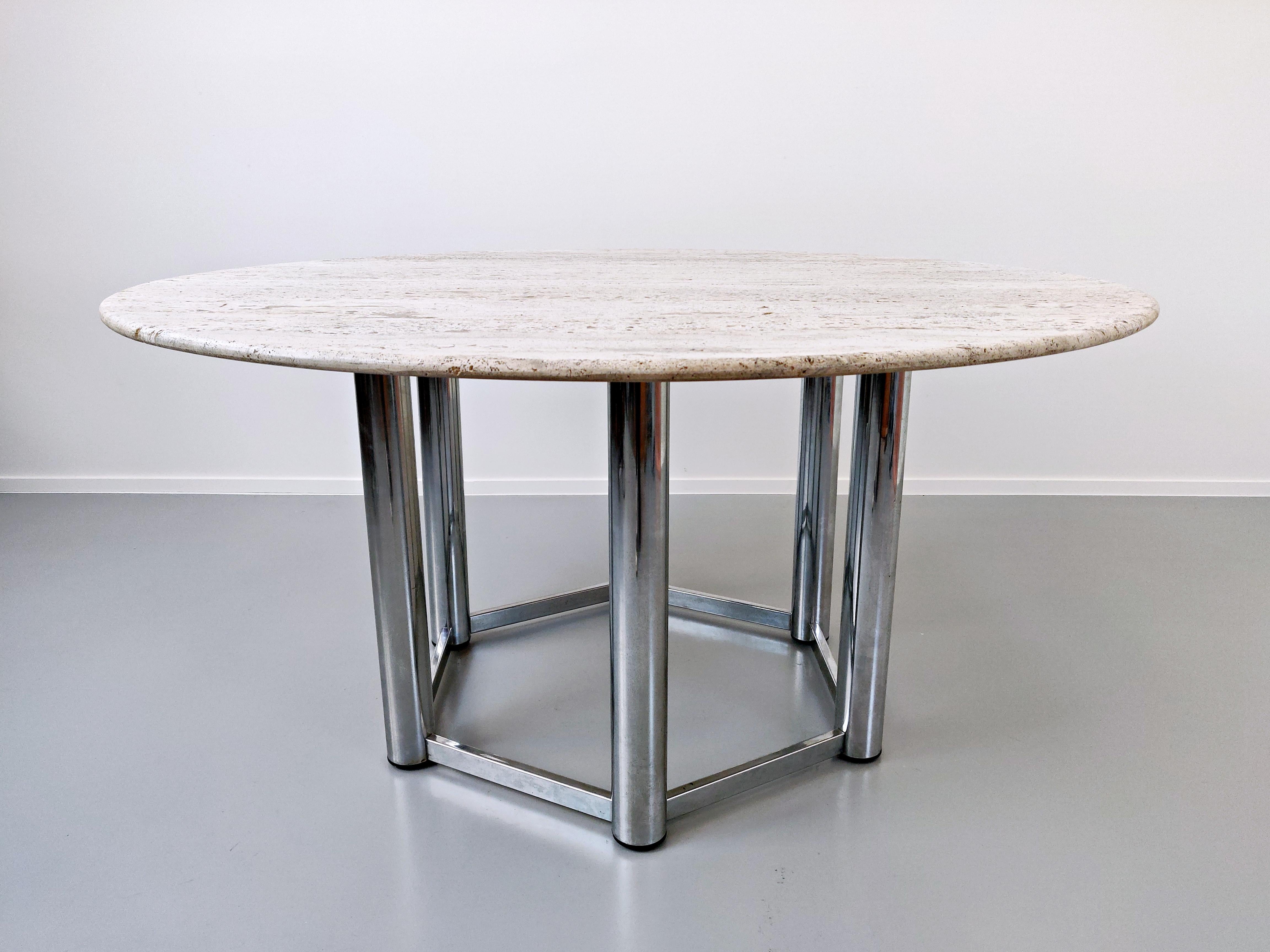 Large Mid-Century Modern  Travertine Dining Table For Sale 4