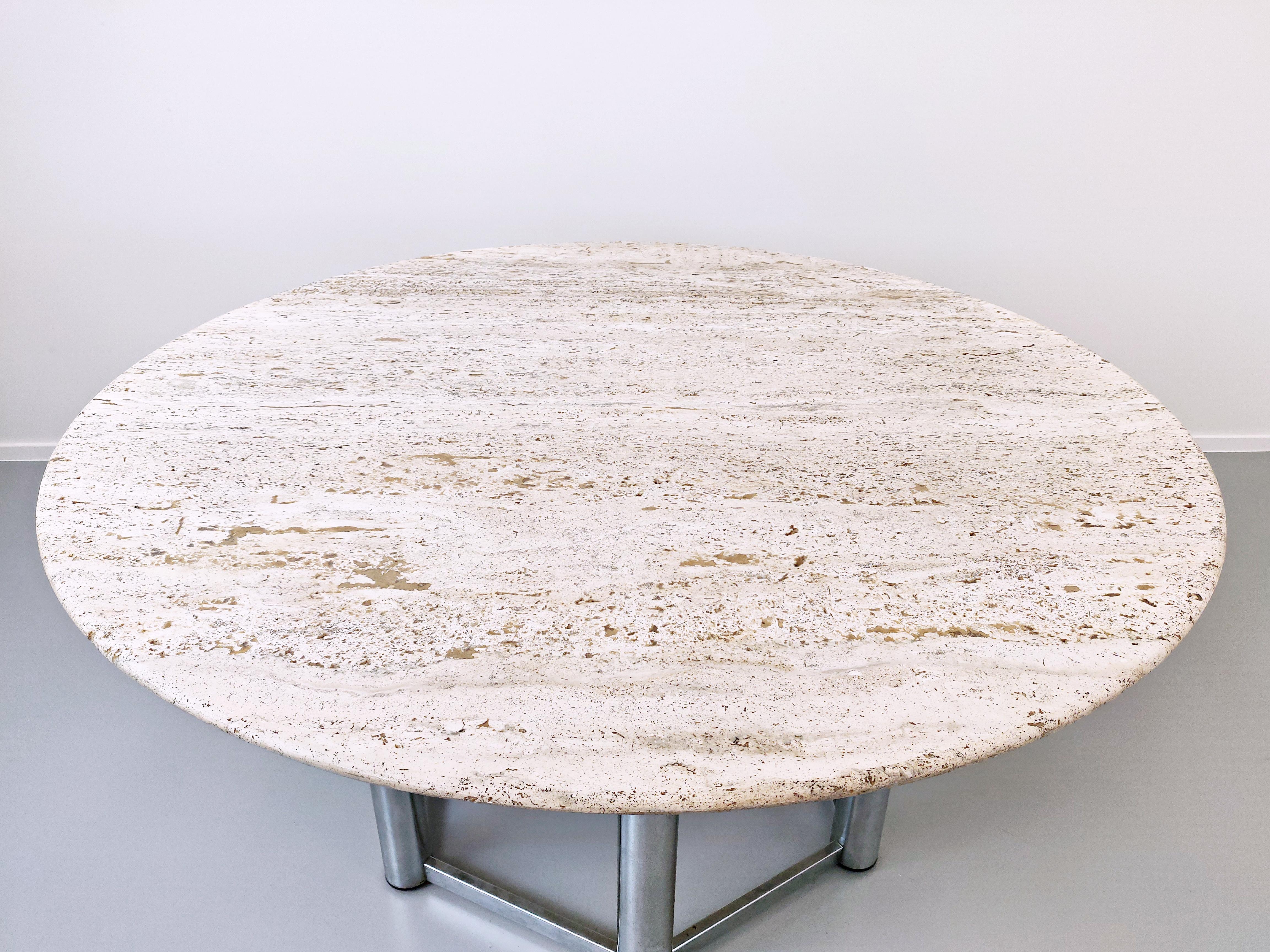 Large Mid-Century Modern  Travertine Dining Table For Sale 5