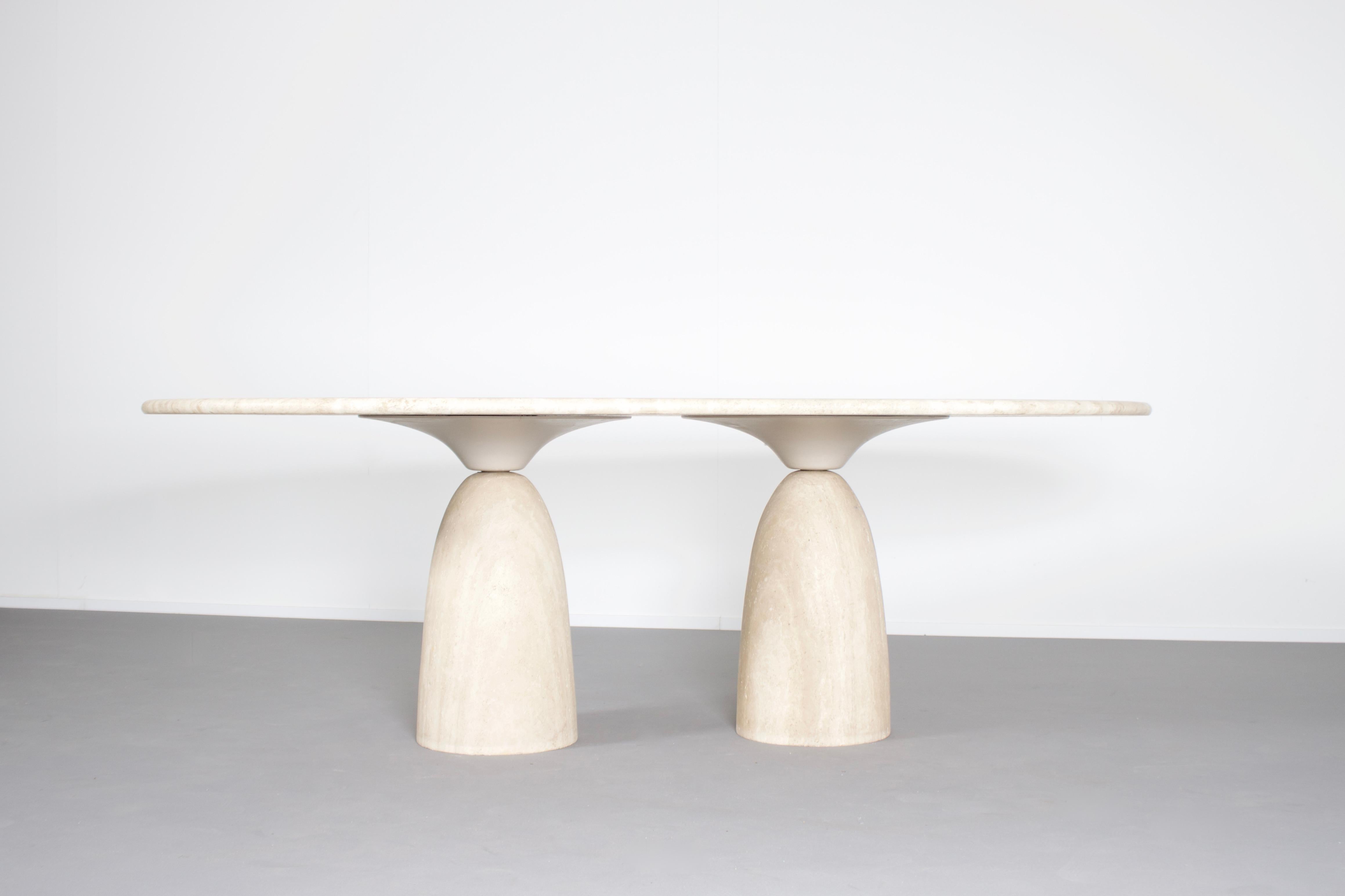 Mid-Century Modern Large Travertine ‘Finale’ Dining Table by Peter Draenert, 1970s