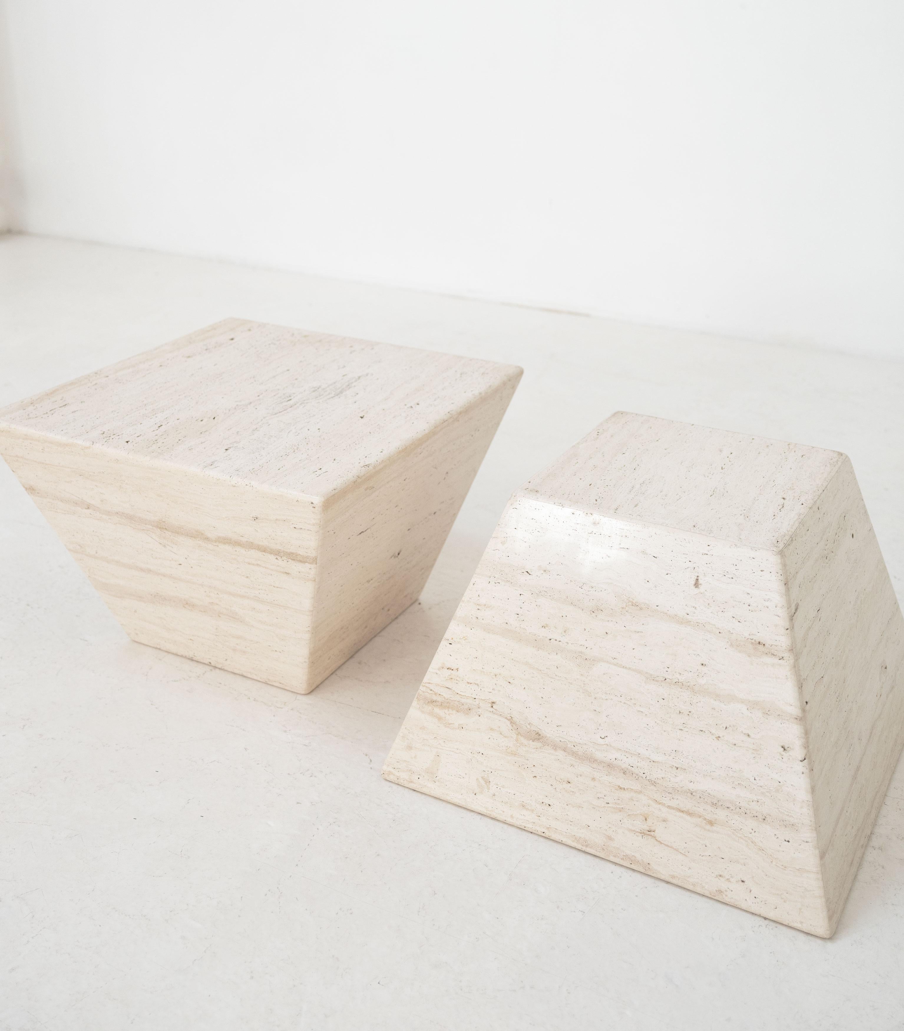 Late 20th Century Large Travertine Frustum Side / Coffee Tables, Italy, c.1970