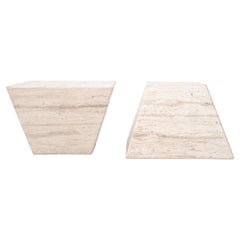 Large Travertine Frustum Side / Coffee Tables, Italy, c.1970