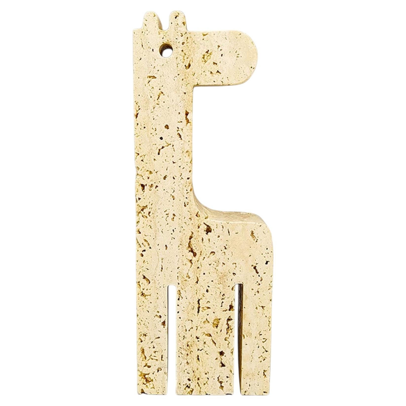 Large Travertine Giraffe Sculpture by Enzo Mari, Italy