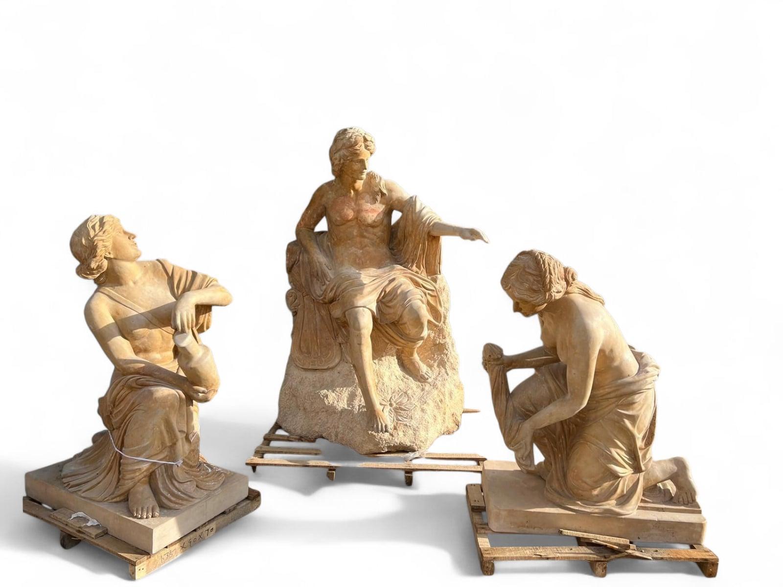Late 20th Century Large Travertine Marble Sculptural Group Italian, 20 th For Sale