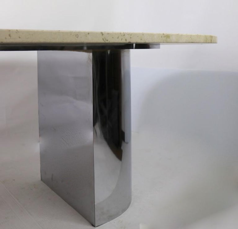 Large Travertine Marble Top Dining Conference Table with