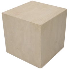 Large Travertine Mid-Century Modern Cube Shape Side End Coffee Table Stand