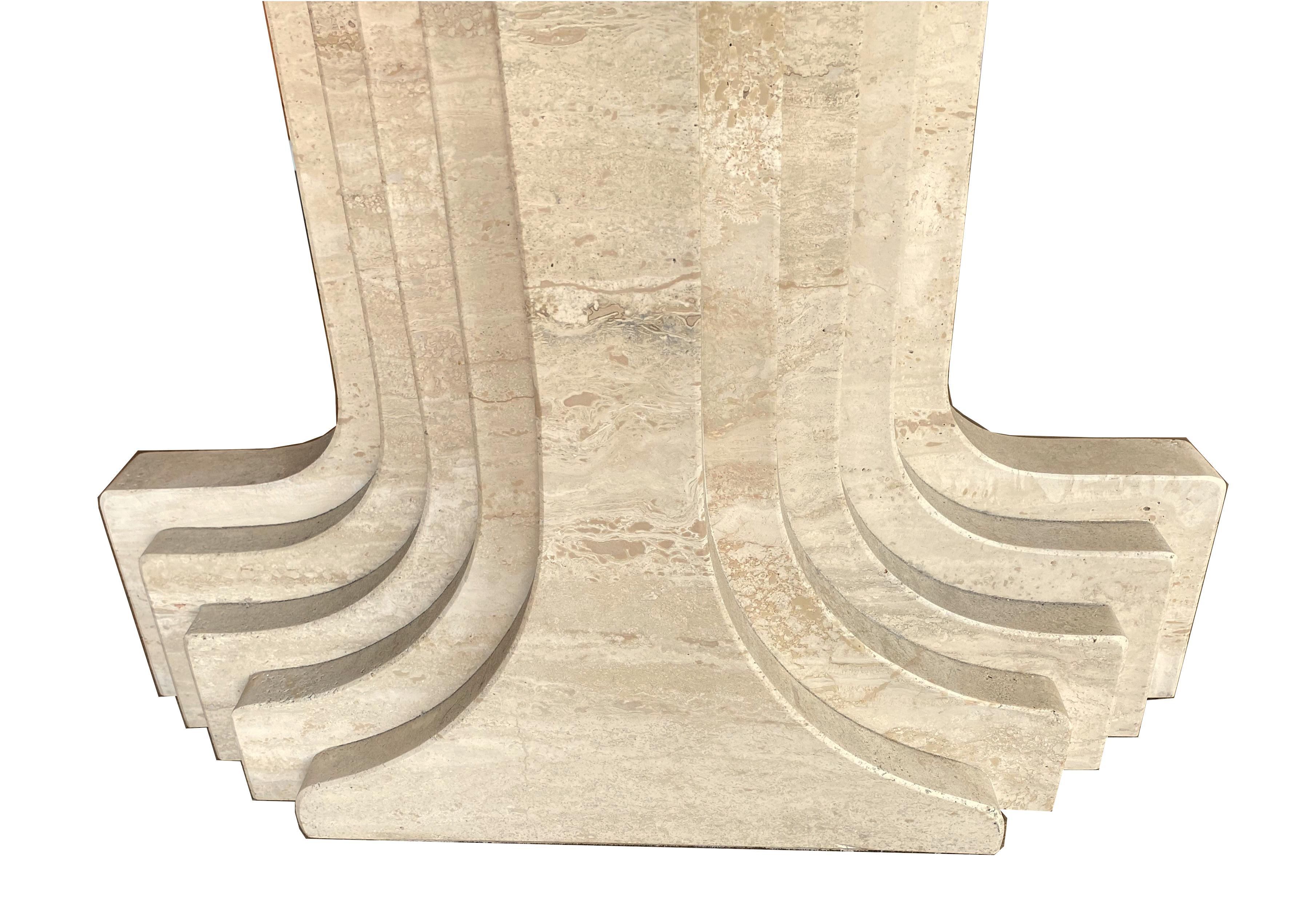 Large Travertine Pedestal 