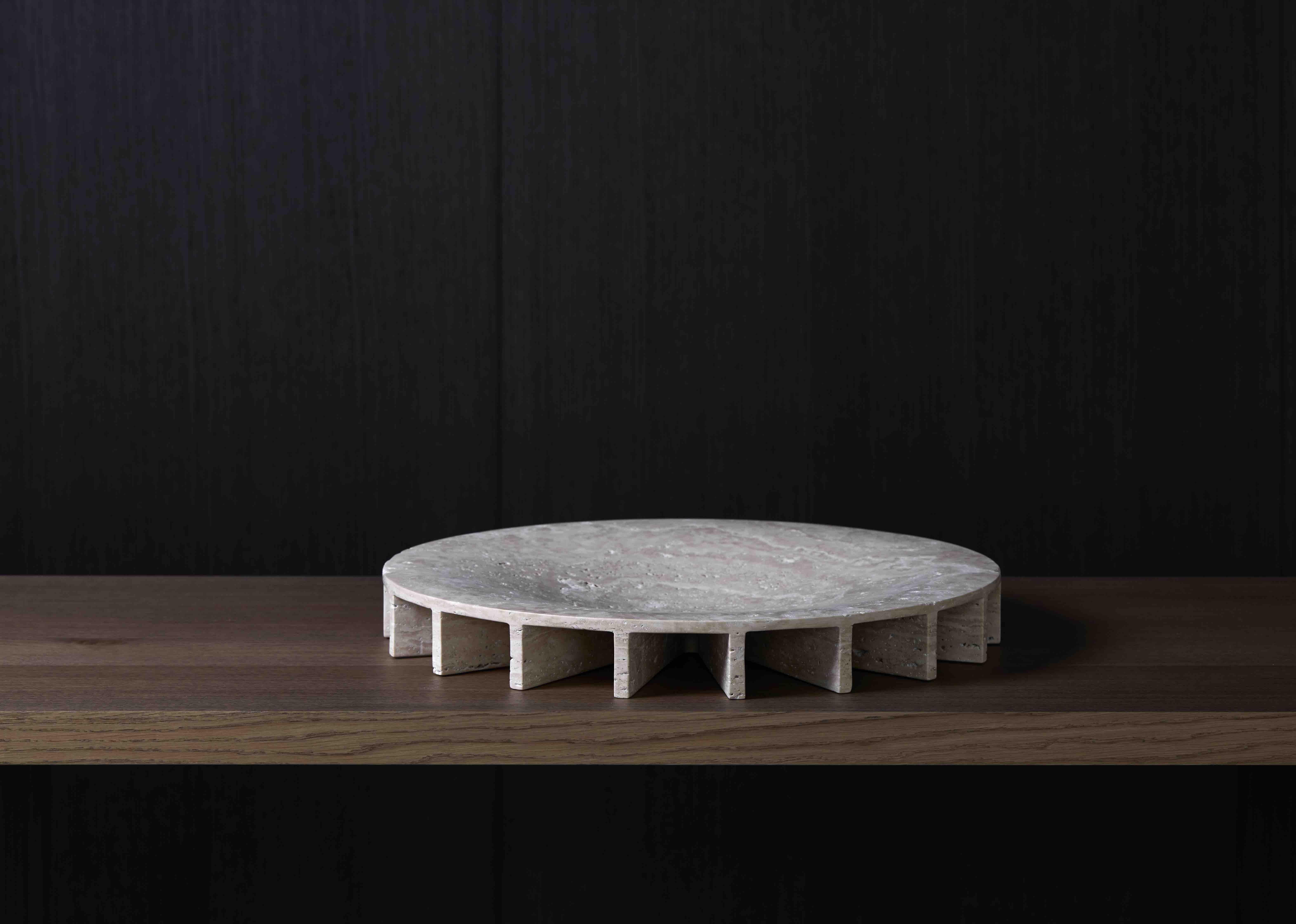 Large Travertine 'Ray' Bowl By Collection Particulière 5