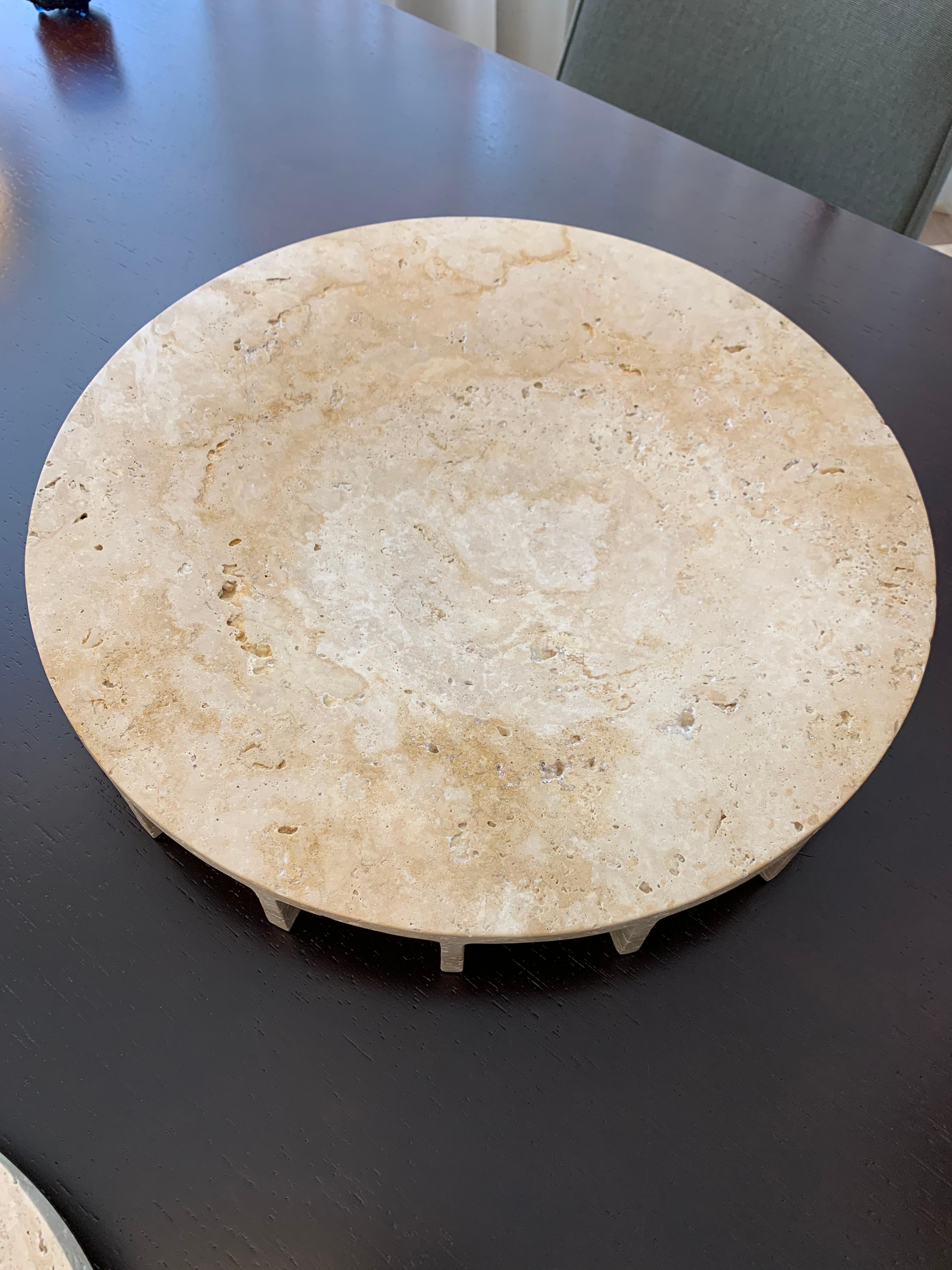 Contemporary Large Travertine 'Ray' Bowl By Collection Particulière