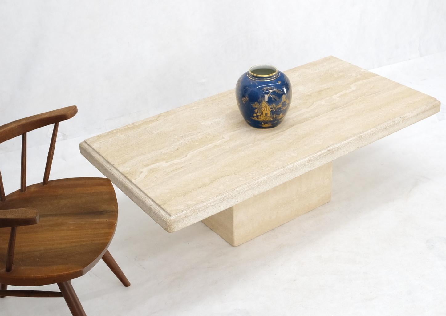 Mid-Century Modern Large Travertine Rectangle Coffee Table